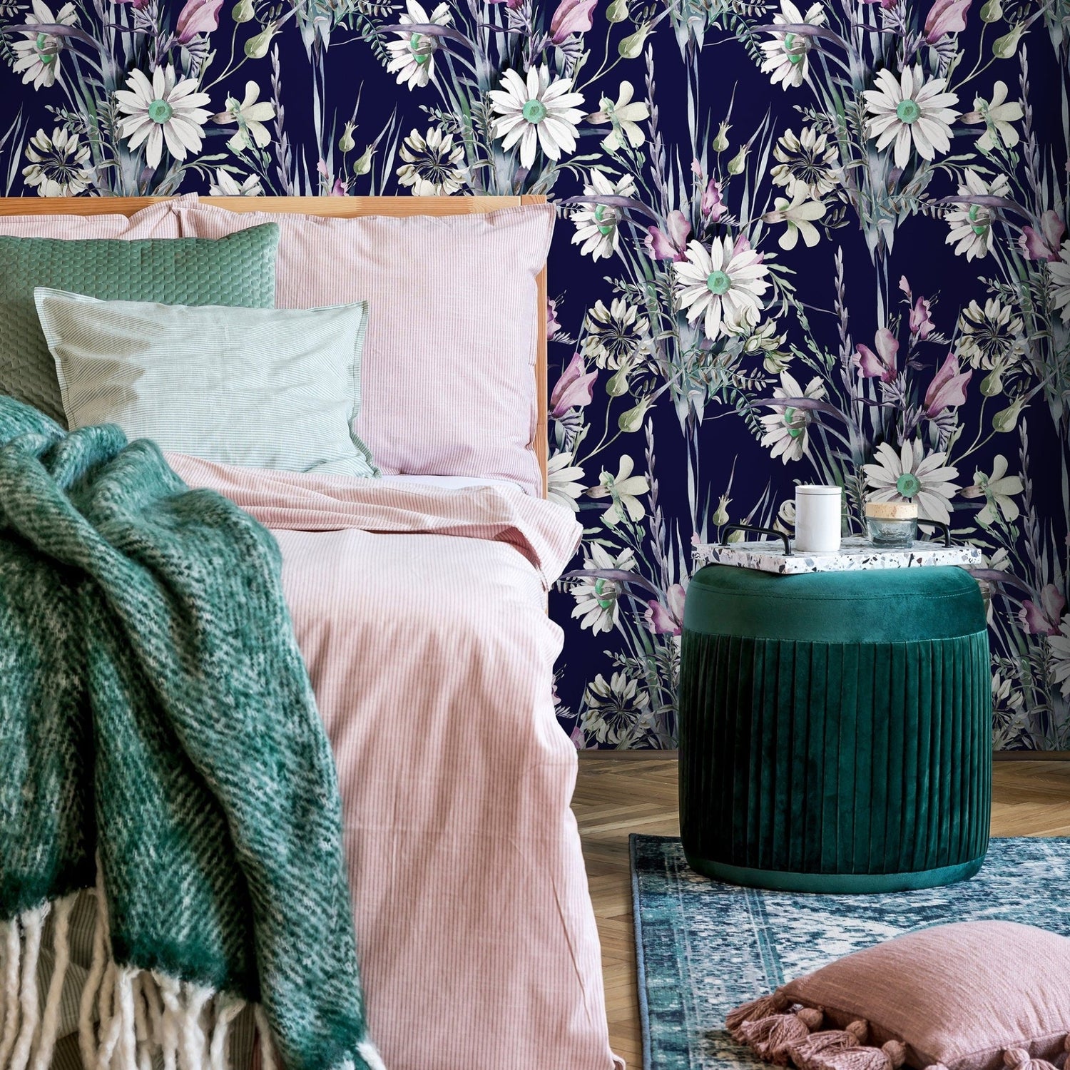 Flower Wallpaper - Removable Wallpaper Peel and Stick Wallpaper Wall Paper Wall Mural - B161 - WallTrend