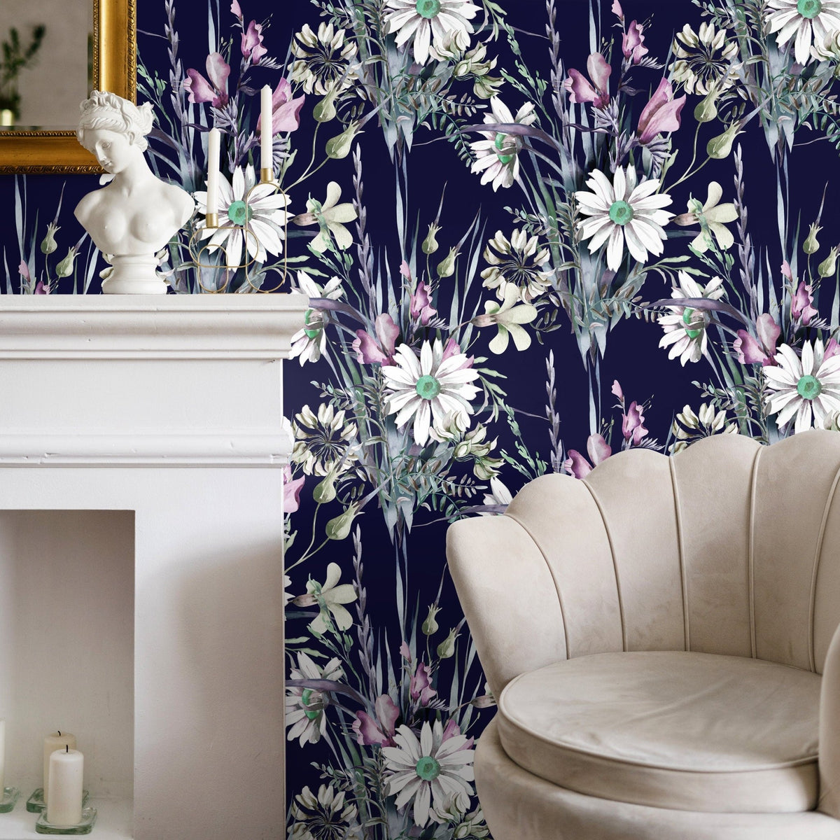 Flower Wallpaper - Removable Wallpaper Peel and Stick Wallpaper Wall Paper Wall Mural - B161 - WallTrend