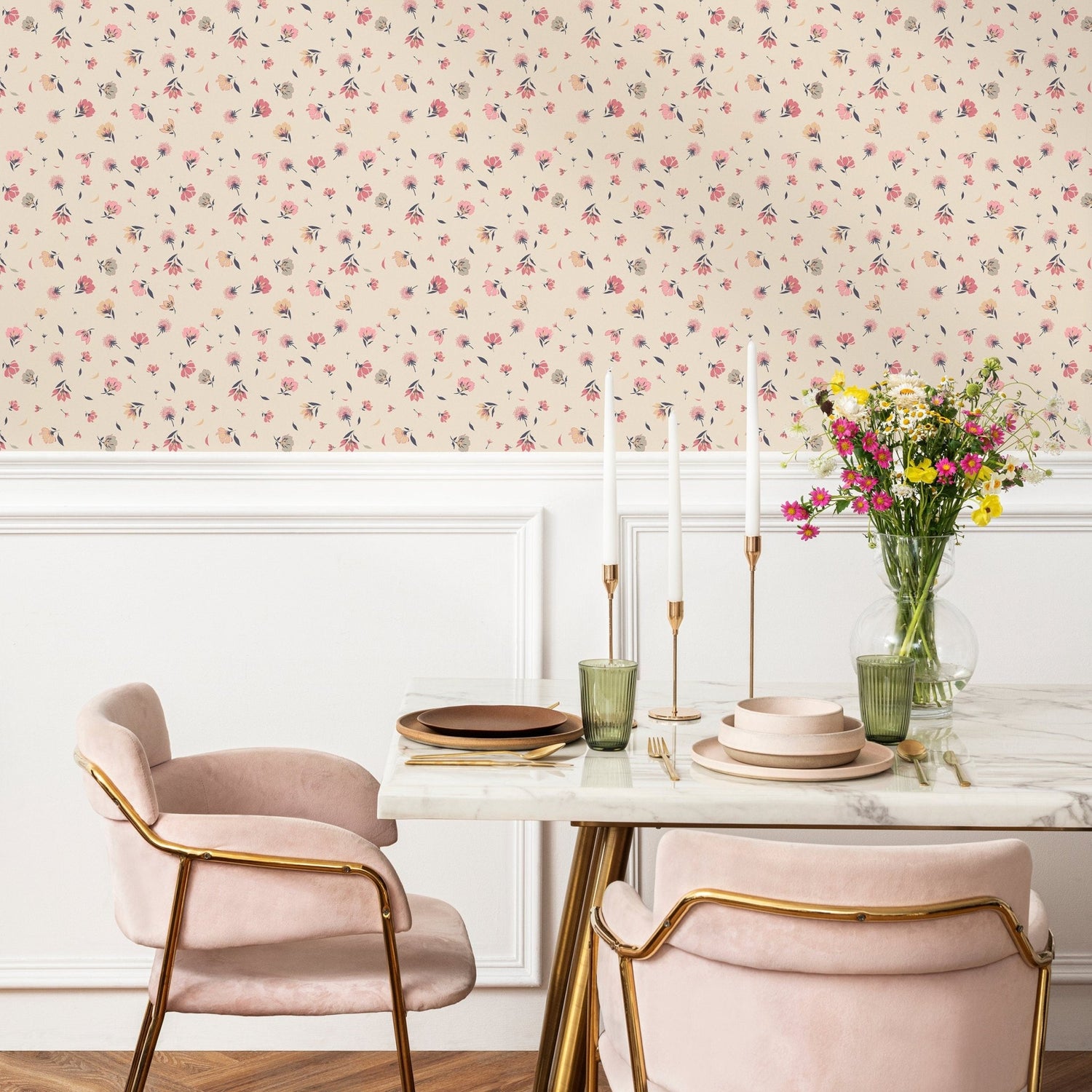 Flower Wallpaper - Removable Wallpaper Peel and Stick Wallpaper Wall Paper Wall Mural - B258 - WallTrend