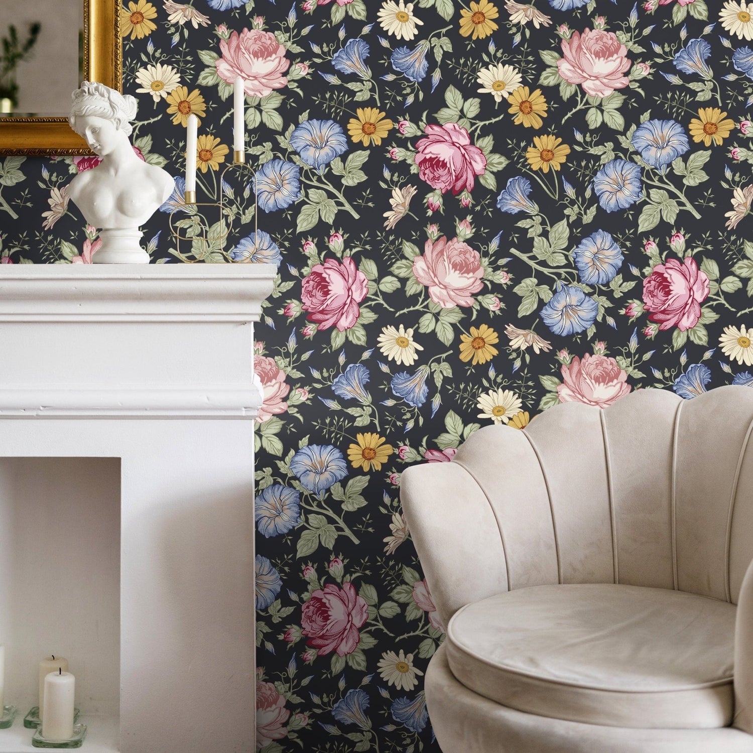 Flower Wallpaper - Removable Wallpaper Peel and Stick Wallpaper Wall Paper Wall Mural - B261 - WallTrend