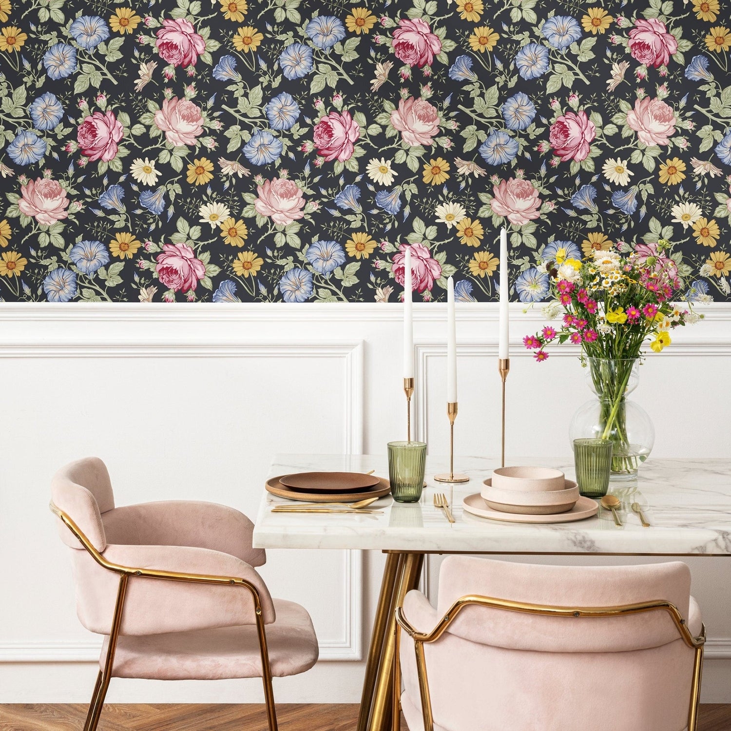 Flower Wallpaper - Removable Wallpaper Peel and Stick Wallpaper Wall Paper Wall Mural - B261 - WallTrend
