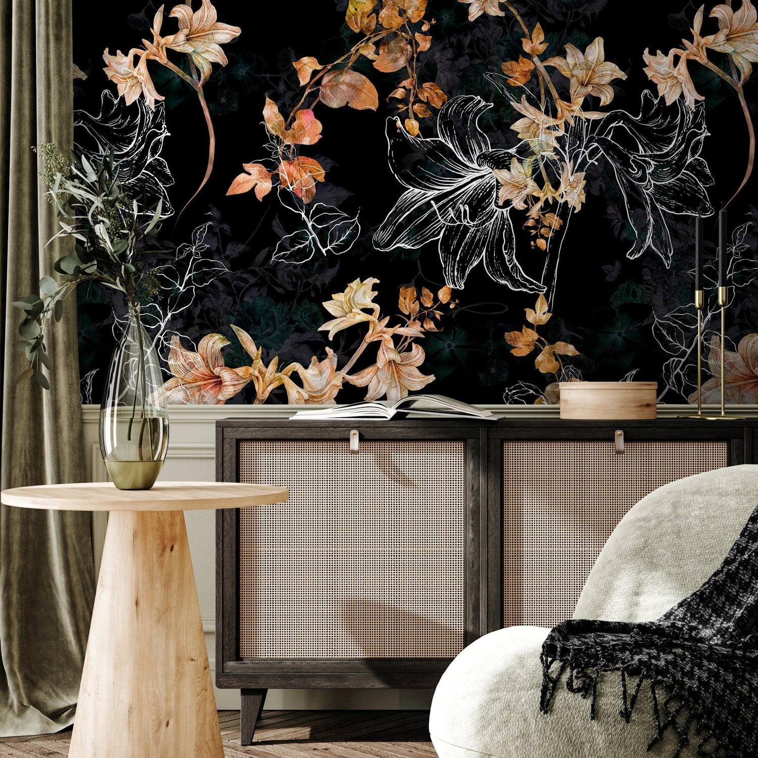 Flower Wallpaper - Removable Wallpaper Peel and Stick Wallpaper Wall Paper Wall Mural - B272 - WallTrend