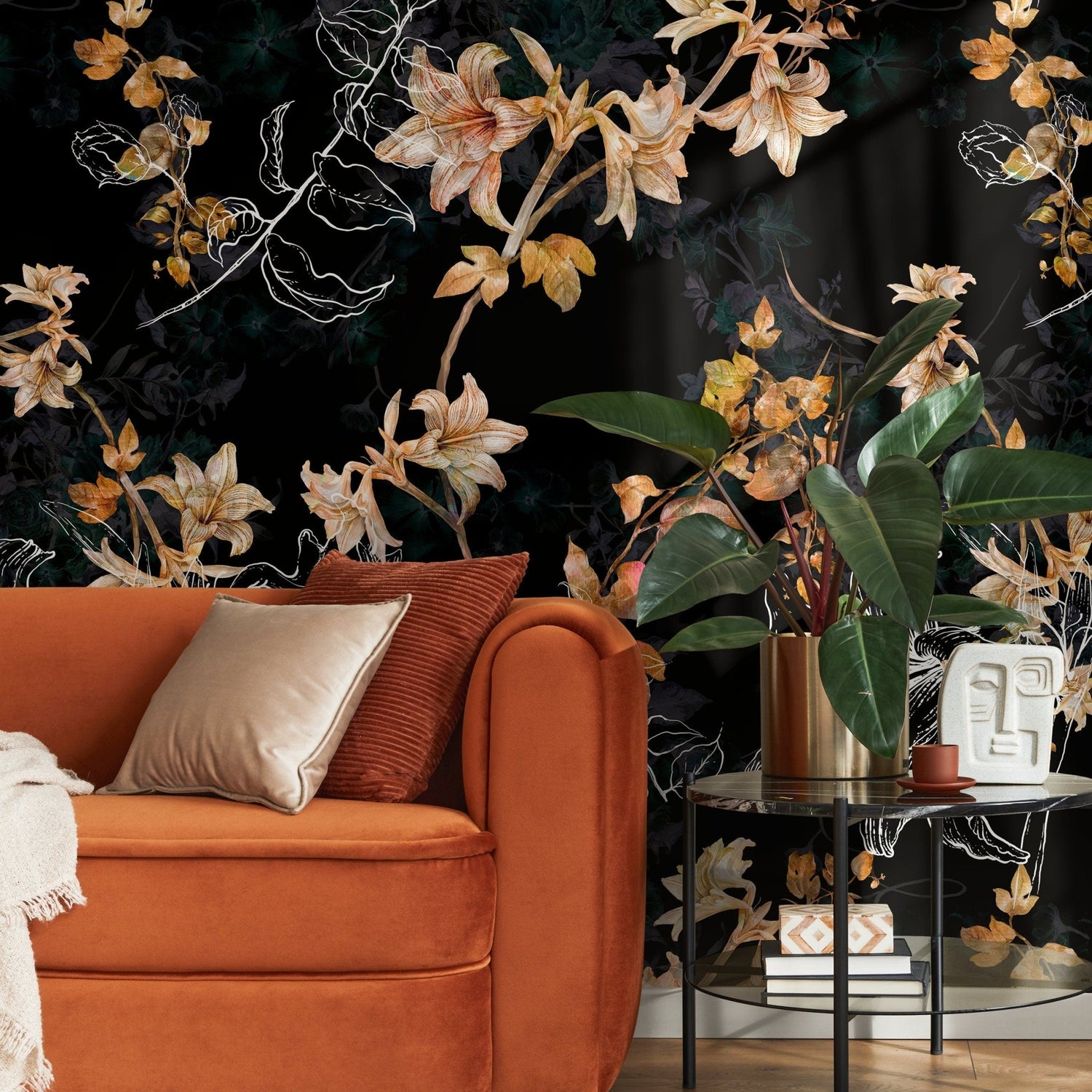 Flower Wallpaper - Removable Wallpaper Peel and Stick Wallpaper Wall Paper Wall Mural - B272 - WallTrend
