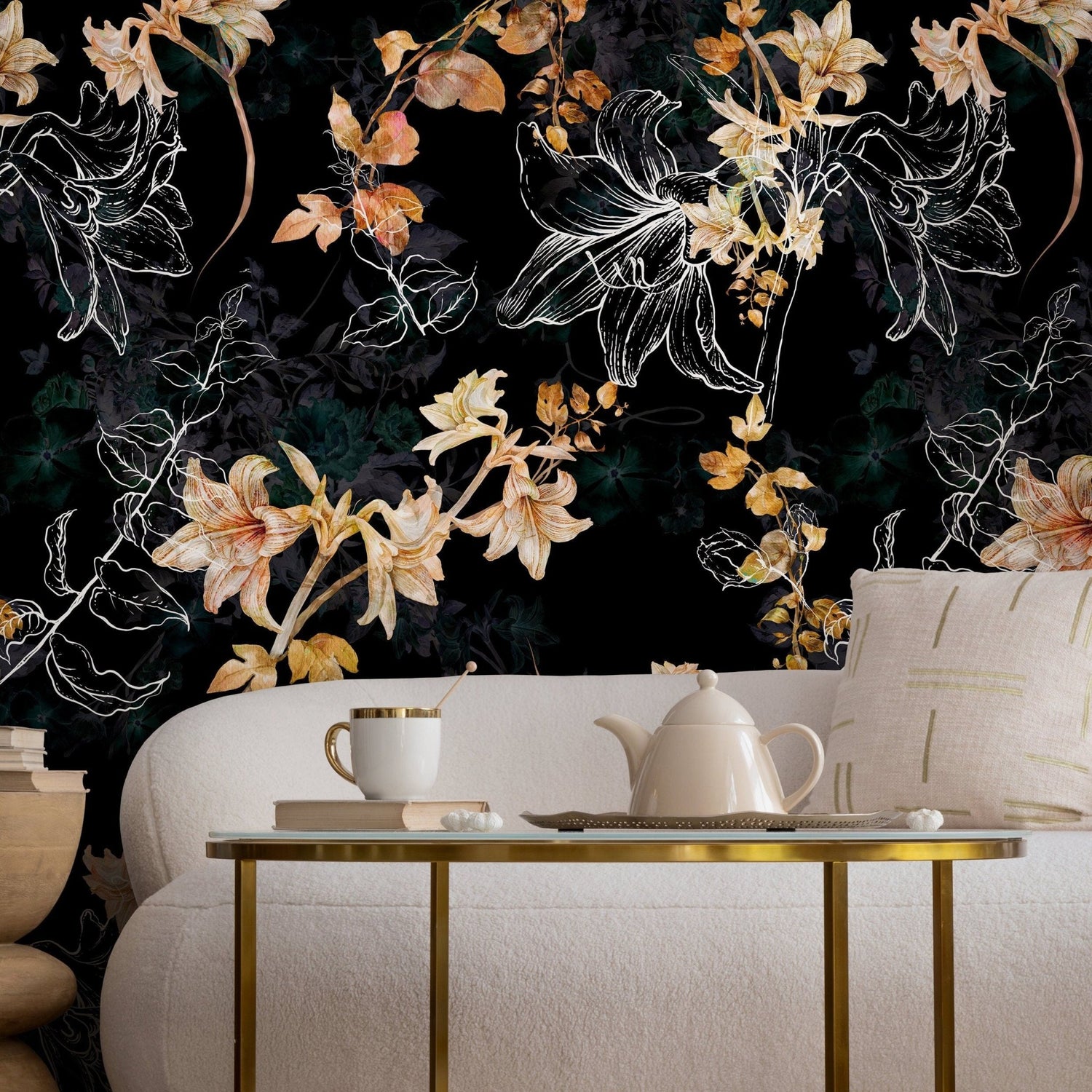 Flower Wallpaper - Removable Wallpaper Peel and Stick Wallpaper Wall Paper Wall Mural - B272 - WallTrend