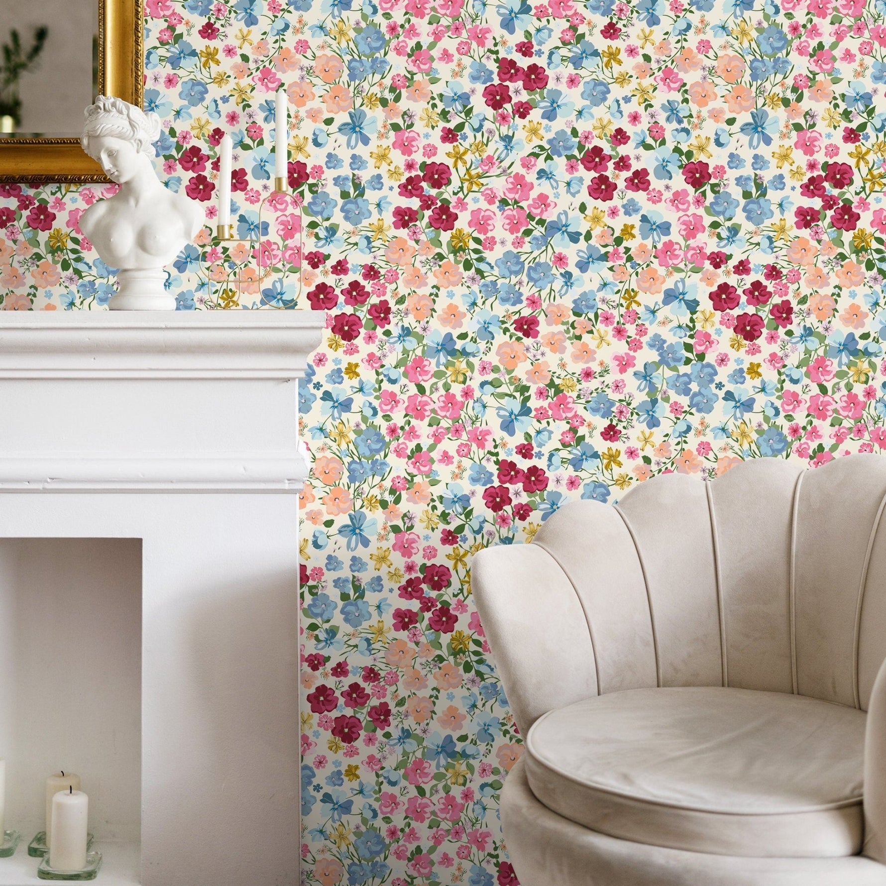 Flower Wallpaper - Removable Wallpaper Peel and Stick Wallpaper Wall Paper Wall Mural - B298 - WallTrend