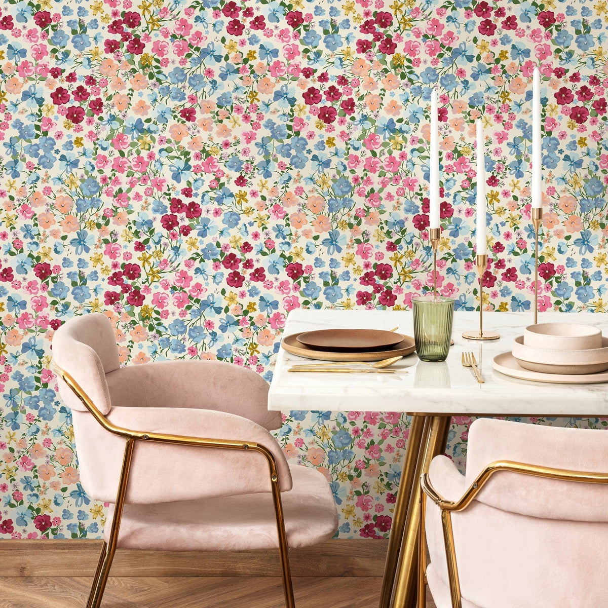 Flower Wallpaper - Removable Wallpaper Peel and Stick Wallpaper Wall Paper Wall Mural - B298 - WallTrend