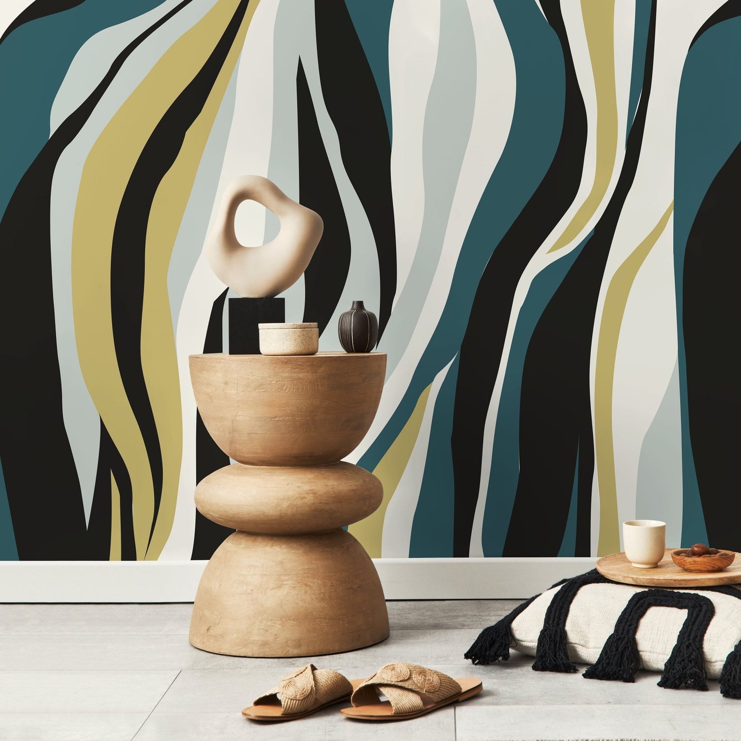 Fluid Abstract Lines Wallpaper - D615 - WallTrend