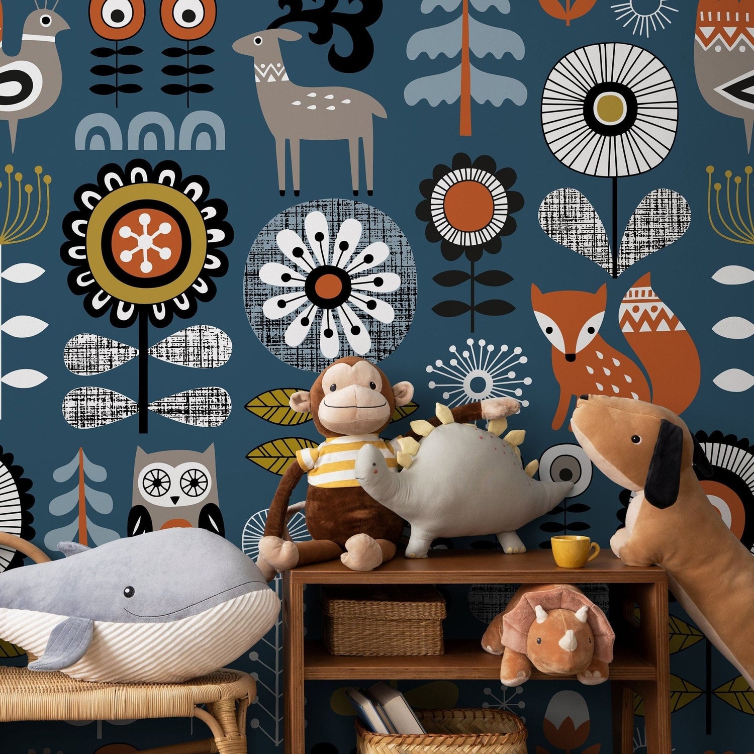 Folk Art Forest Friends Wallpaper - A867 - WallTrend