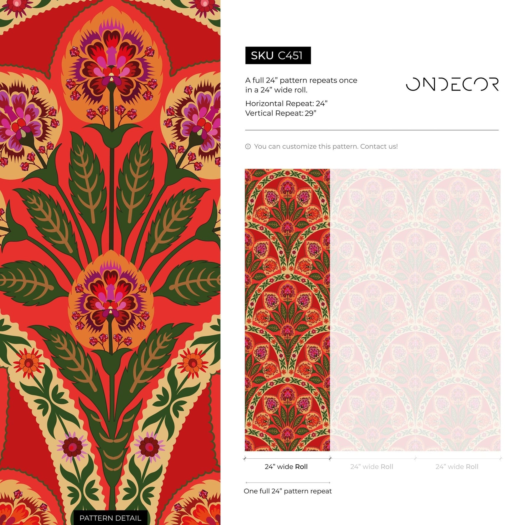 Folkloric Bloom Wallpaper - C451 - WallTrend