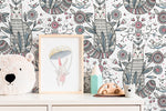 Folksy Feline Illustration Wallpaper - D295 - WallTrend