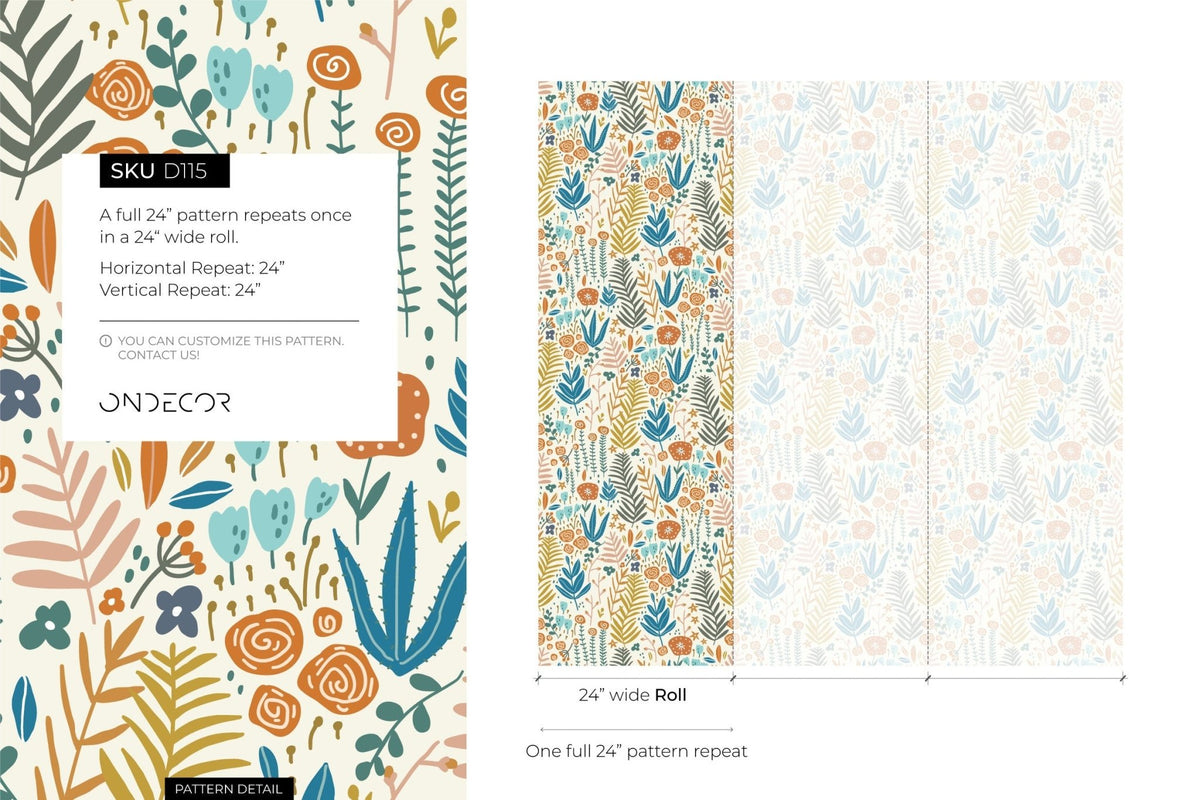 Folksy Flora Wallpaper - D115 - WallTrend