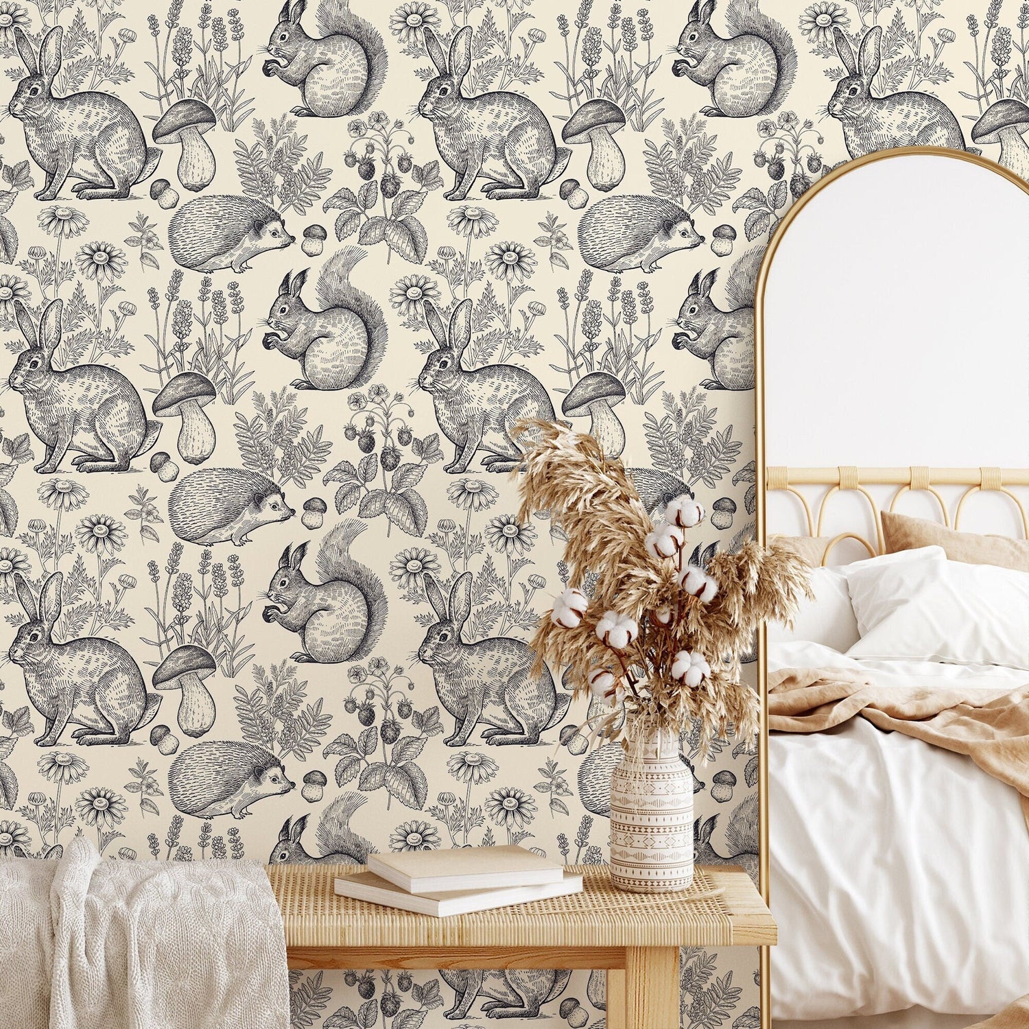 Forest Fauna Illustration Wallpaper - B405 - WallTrend