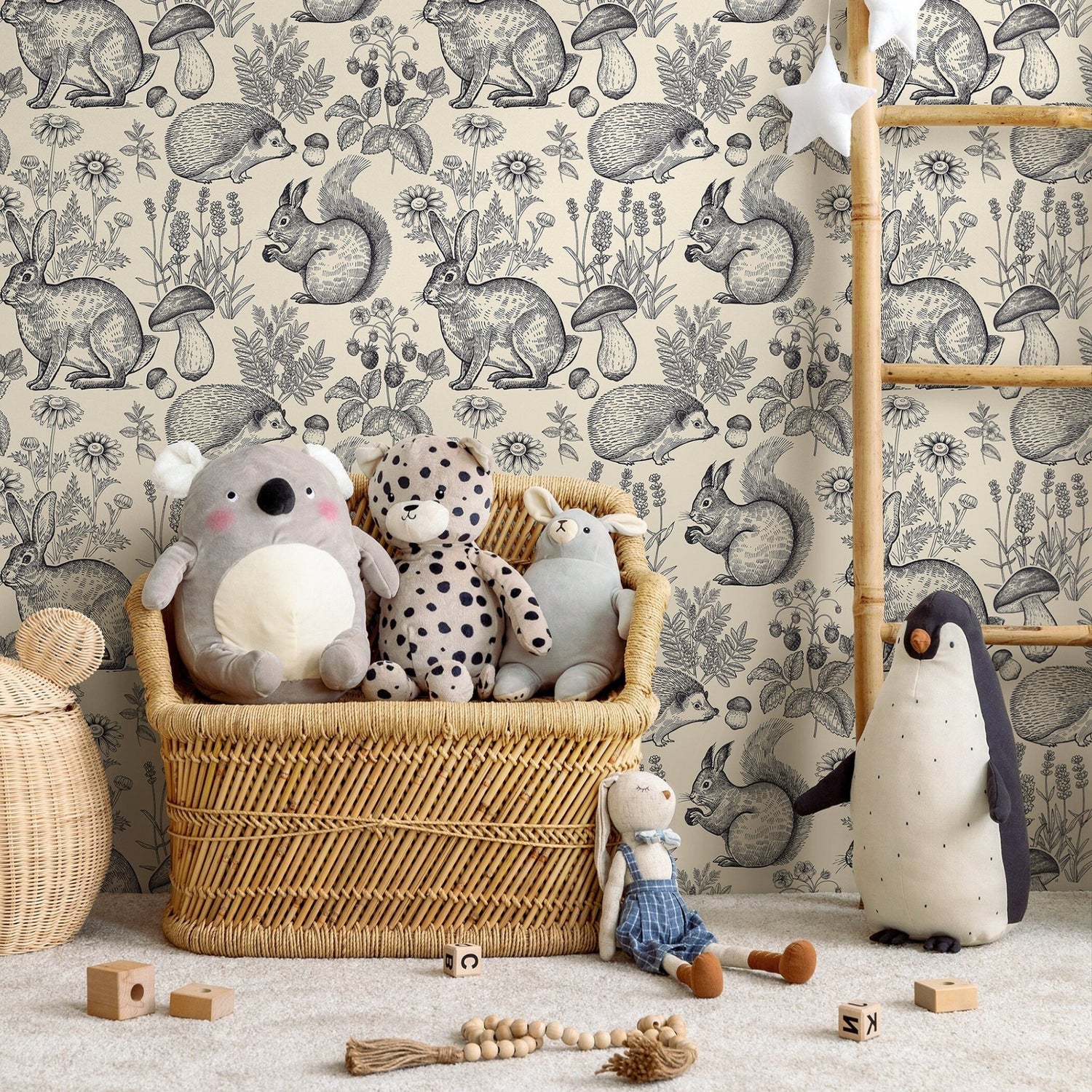 Forest Fauna Illustration Wallpaper - B405 - WallTrend