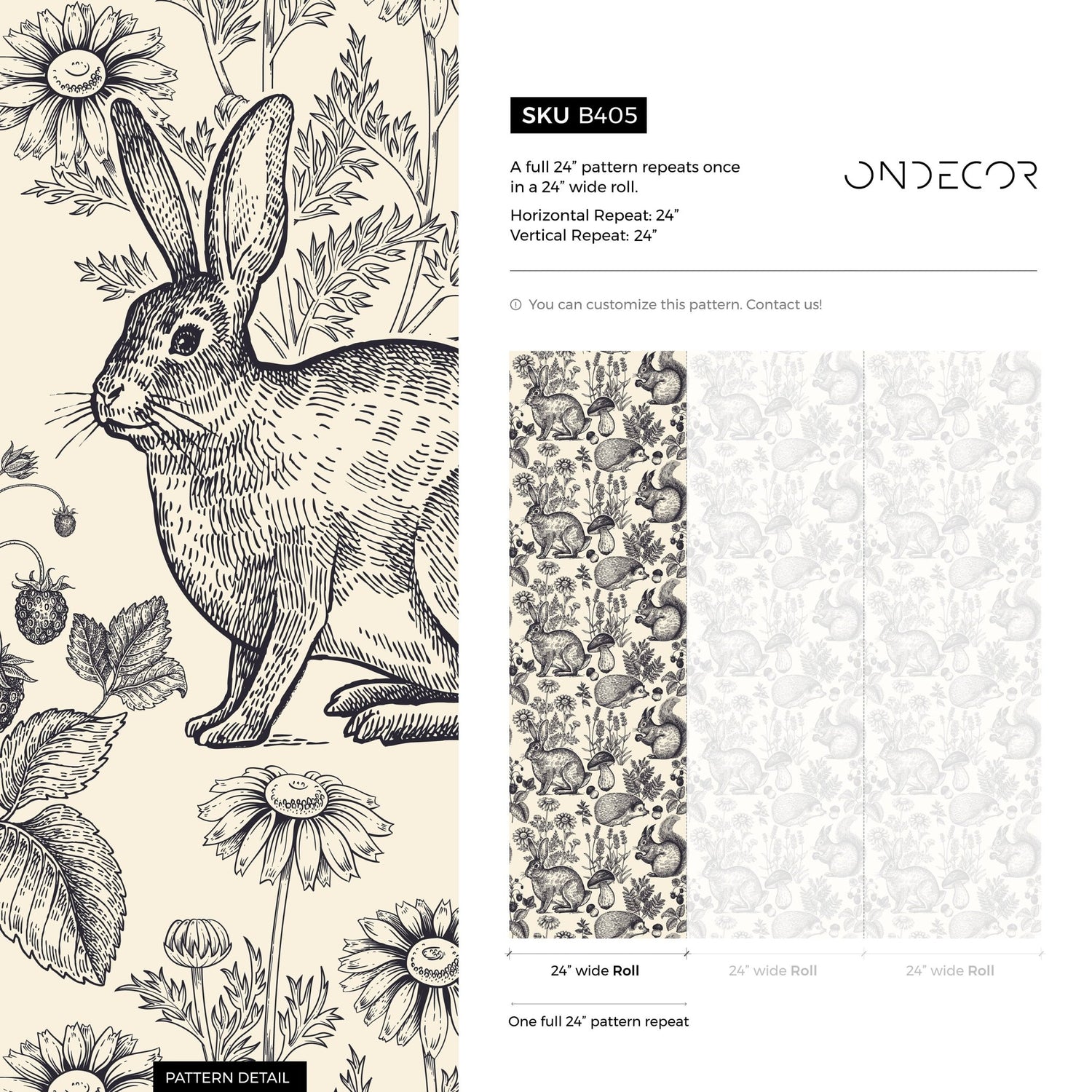 Forest Fauna Illustration Wallpaper - B405 - WallTrend