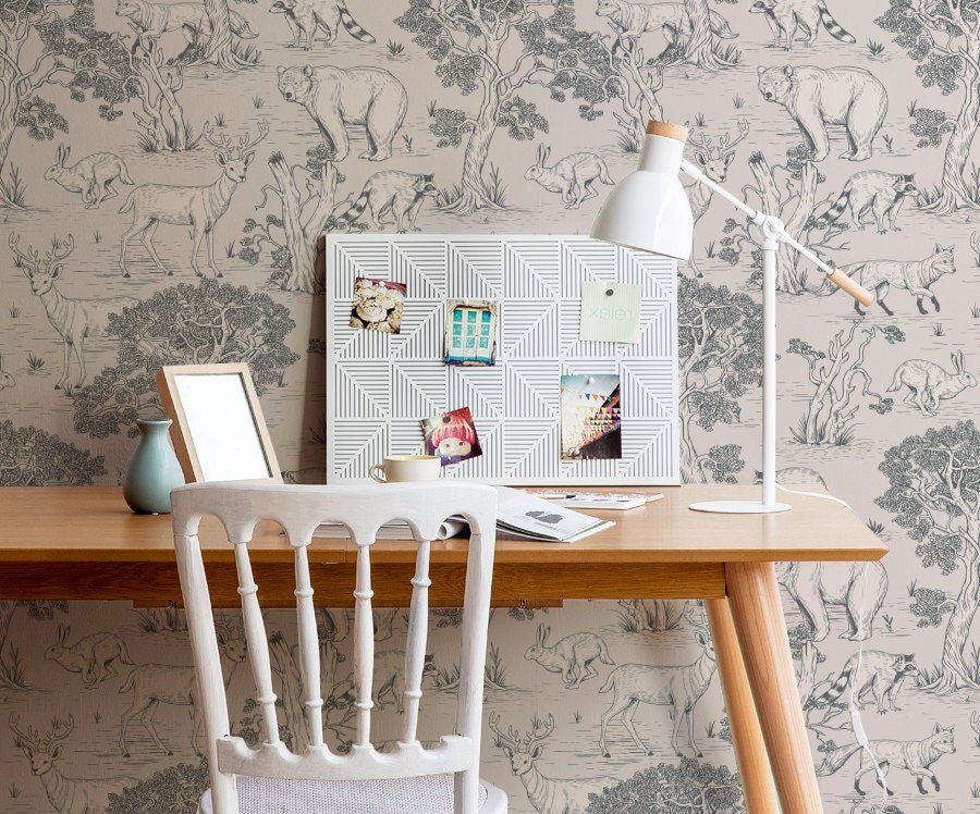 Forest Fauna Sketch Wallpaper - B714 - WallTrend