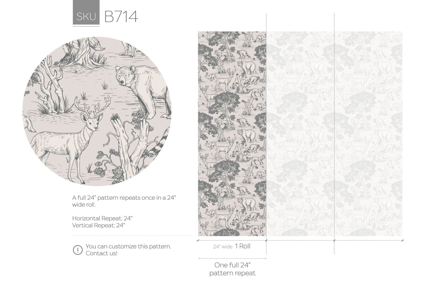 Forest Fauna Sketch Wallpaper - B714 - WallTrend