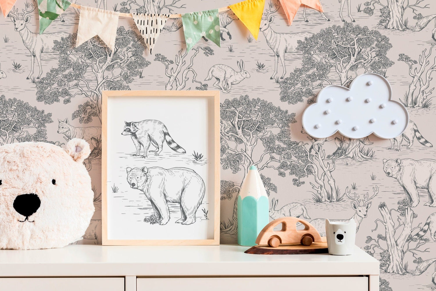 Forest Fauna Sketch Wallpaper - B714 - WallTrend