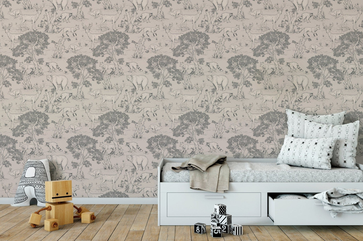 Forest Fauna Sketch Wallpaper - B714 - WallTrend