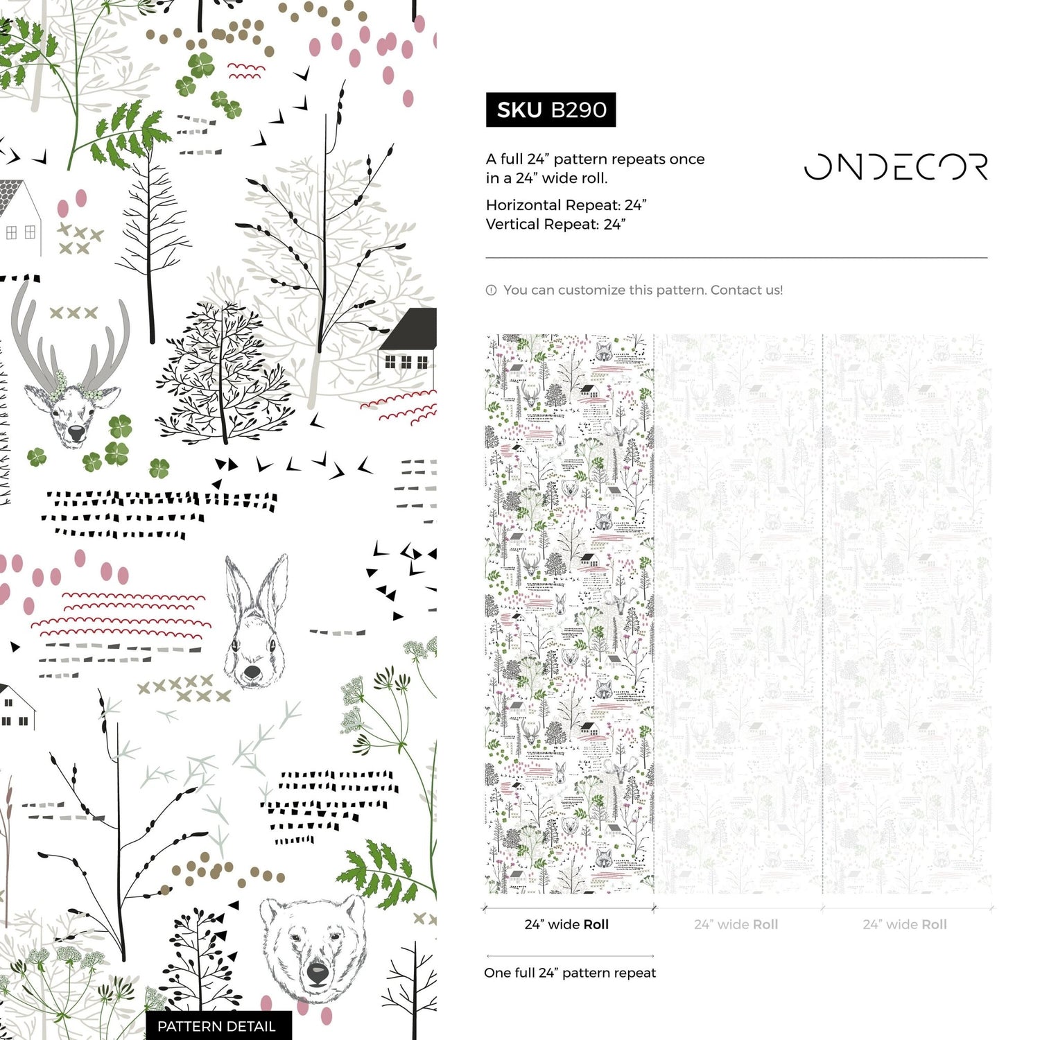 Forest Friends Illustration Wallpaper - B290 - WallTrend