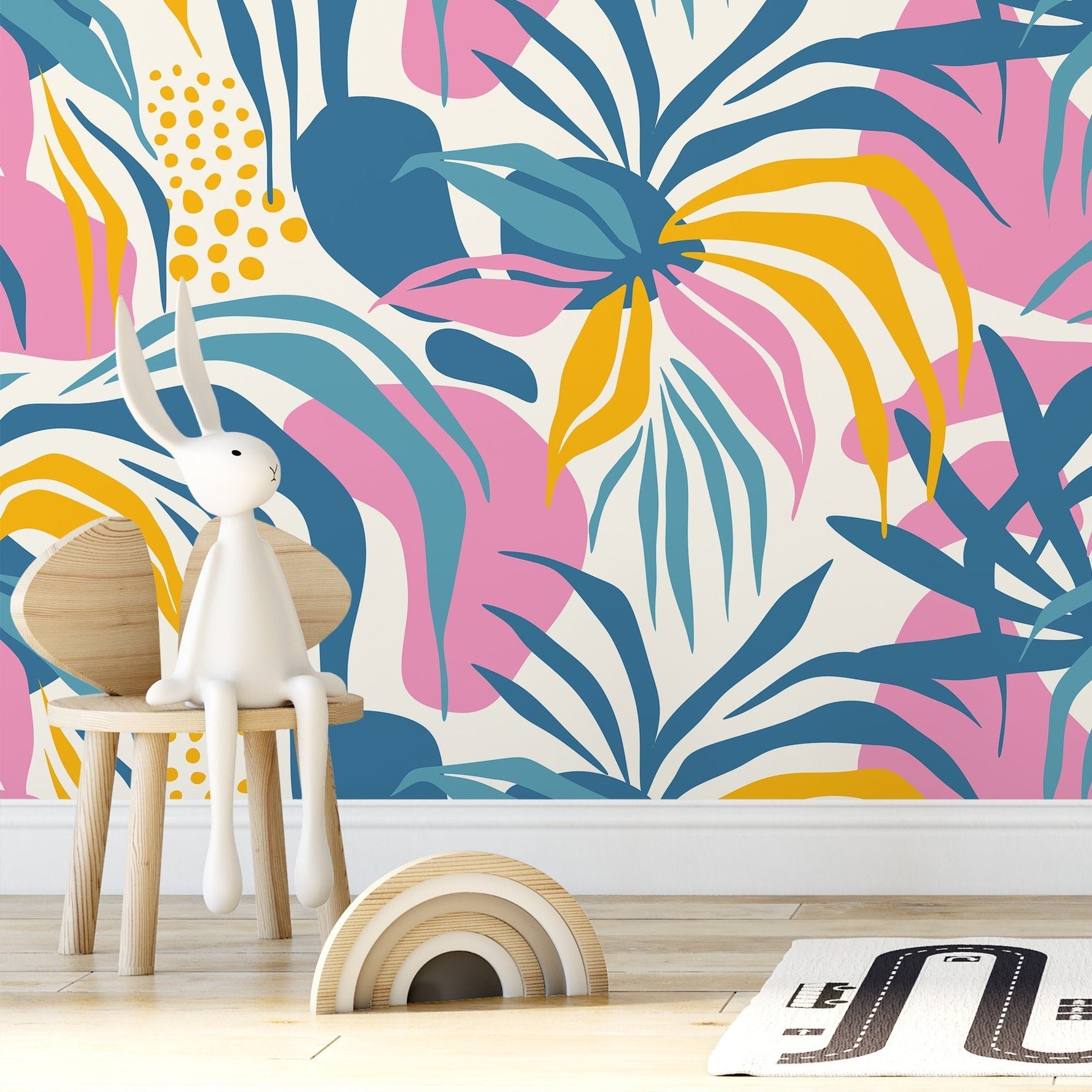 Fun Tropical Abstract Wallpaper Modern Wallpaper Peel and Stick and Traditional Wallpaper - D712 - WallTrend