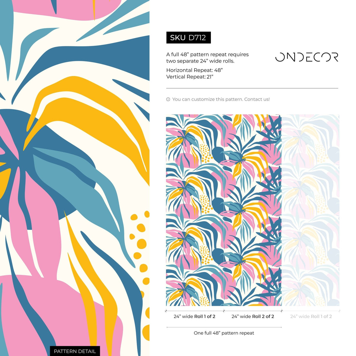 Fun Tropical Abstract Wallpaper Modern Wallpaper Peel and Stick and Traditional Wallpaper - D712 - WallTrend