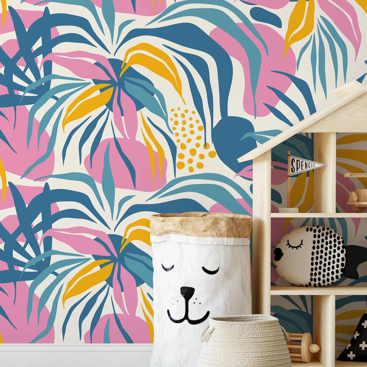 Fun Tropical Abstract Wallpaper Modern Wallpaper Peel and Stick and Traditional Wallpaper - D712 - WallTrend