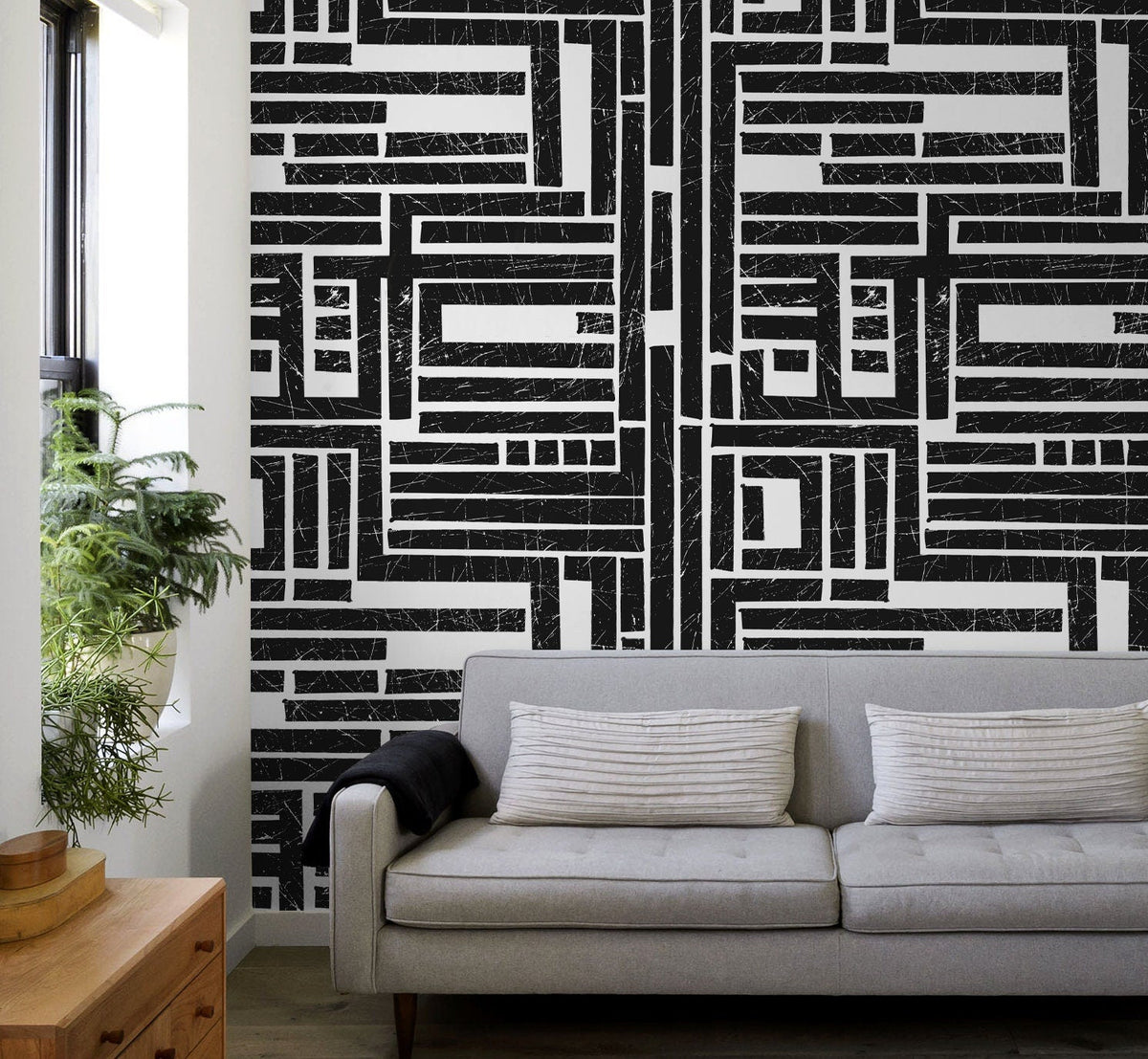 Geometric Abstract Maze Wallpaper - C511 - WallTrend