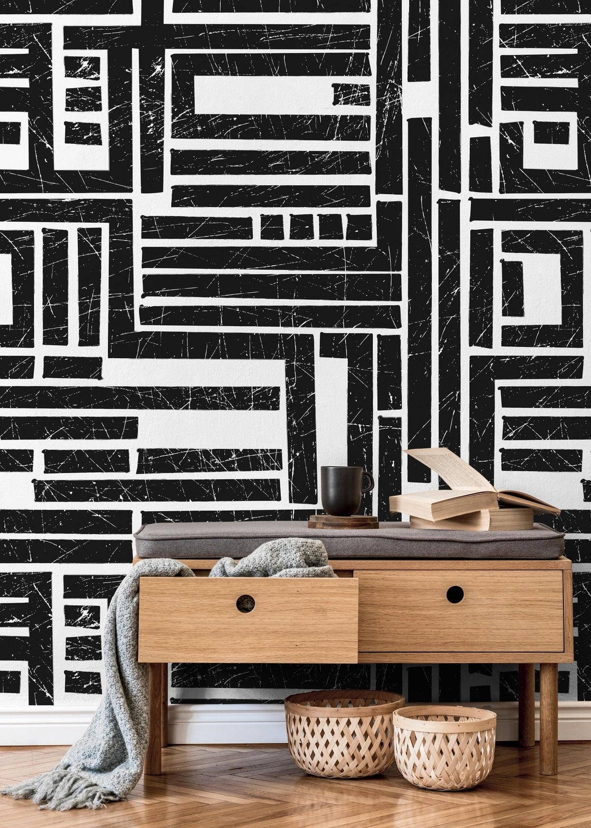 Geometric Abstract Maze Wallpaper - C511 - WallTrend