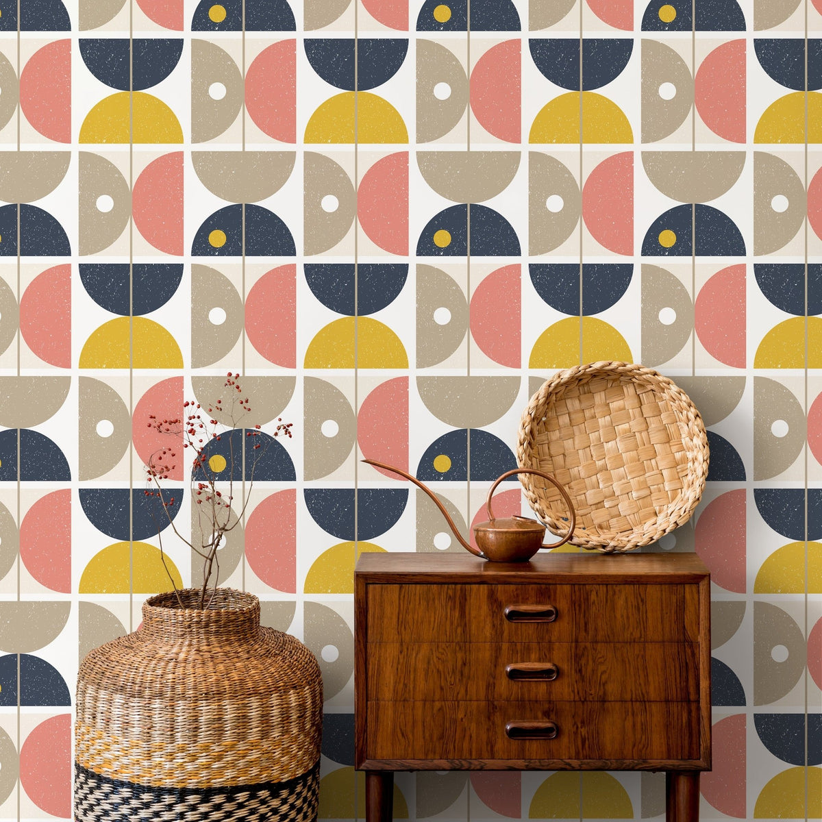 Geometric Abstract Moon Phases Wallpaper - A666 - WallTrend