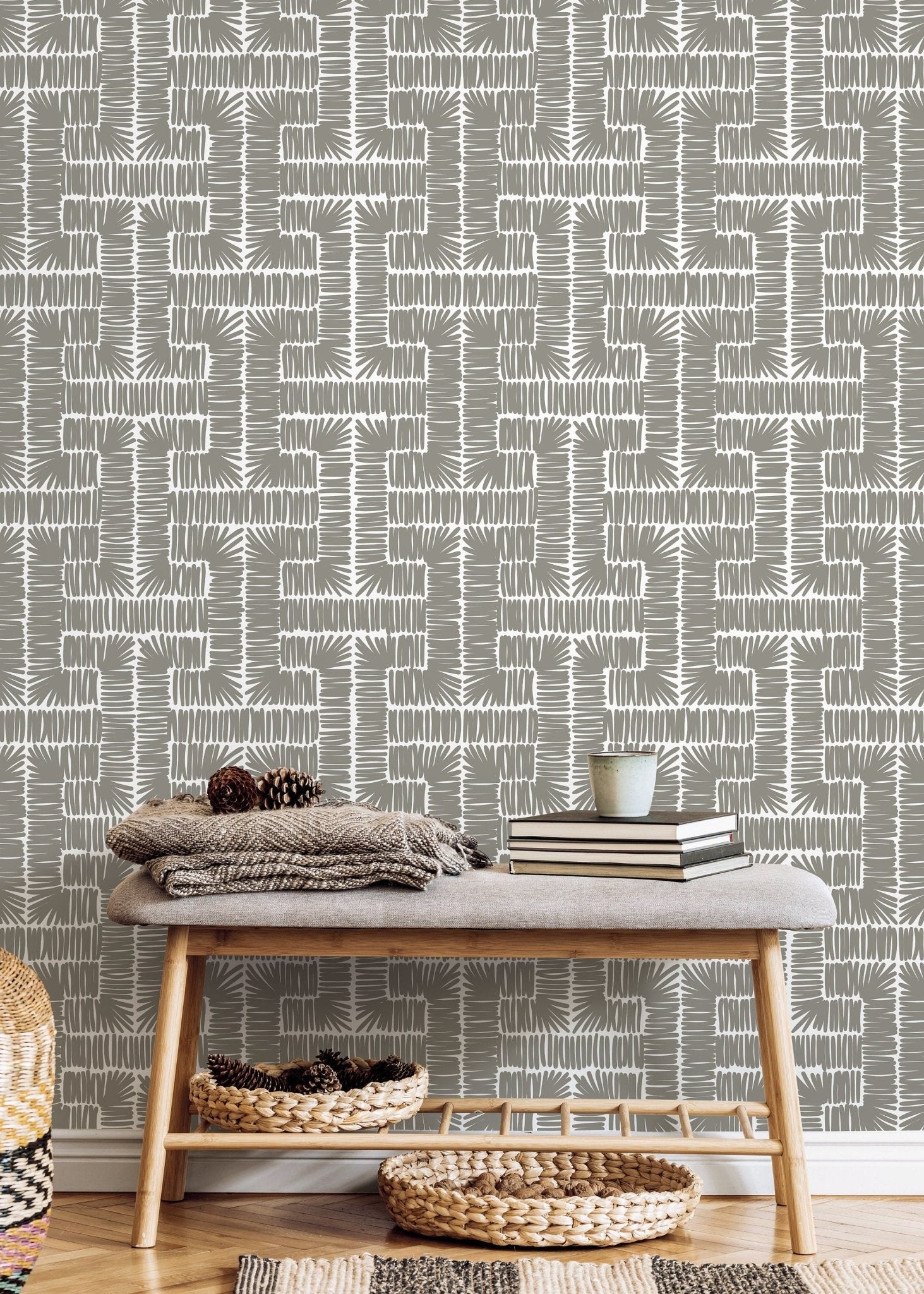 Geometric Abstract Strokes Wallpaper - D048 - WallTrend