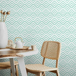 Geometric Aquamarine Maze Wallpaper - A108 - WallTrend