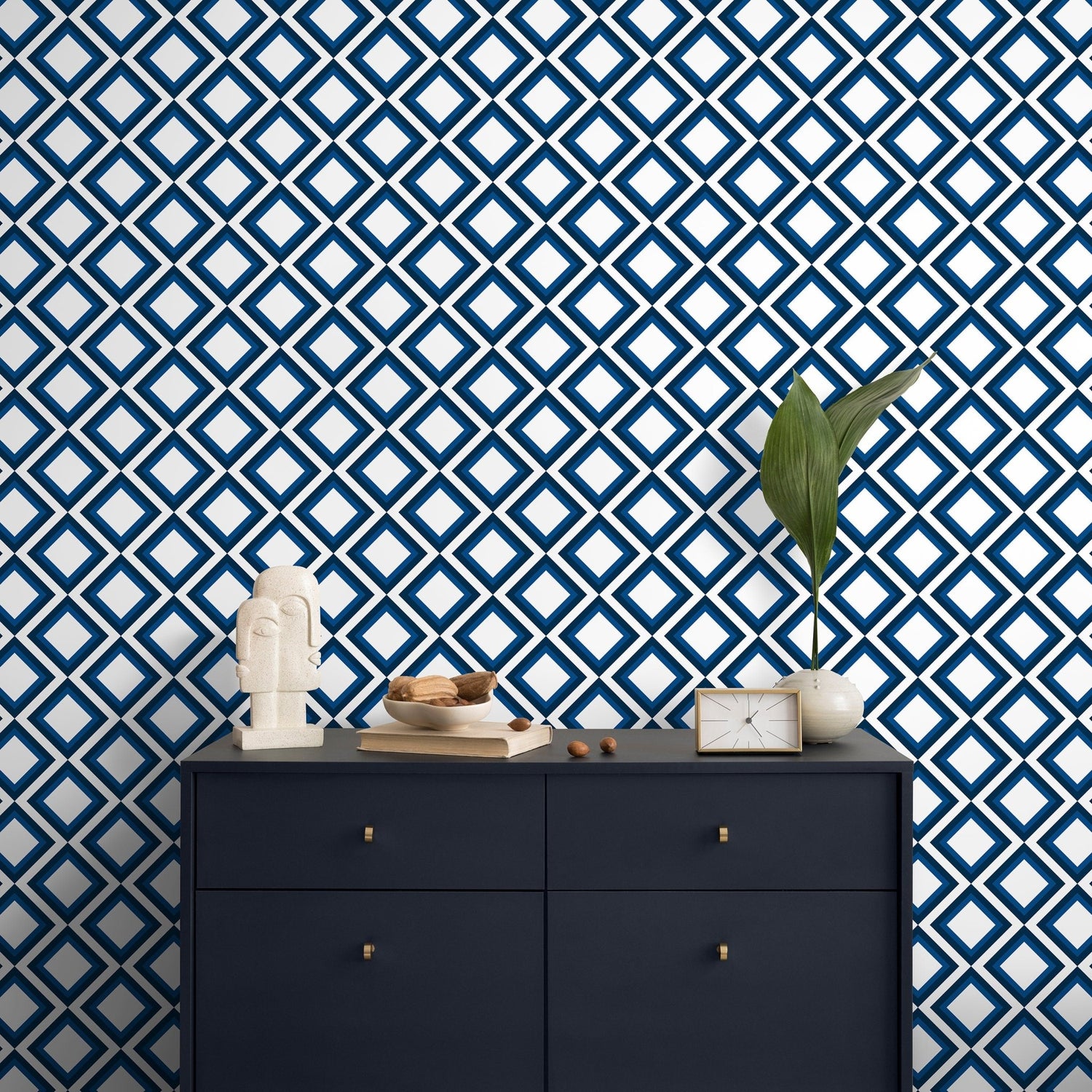 Geometric Blue Lines Wallpaper - A330 - WallTrend