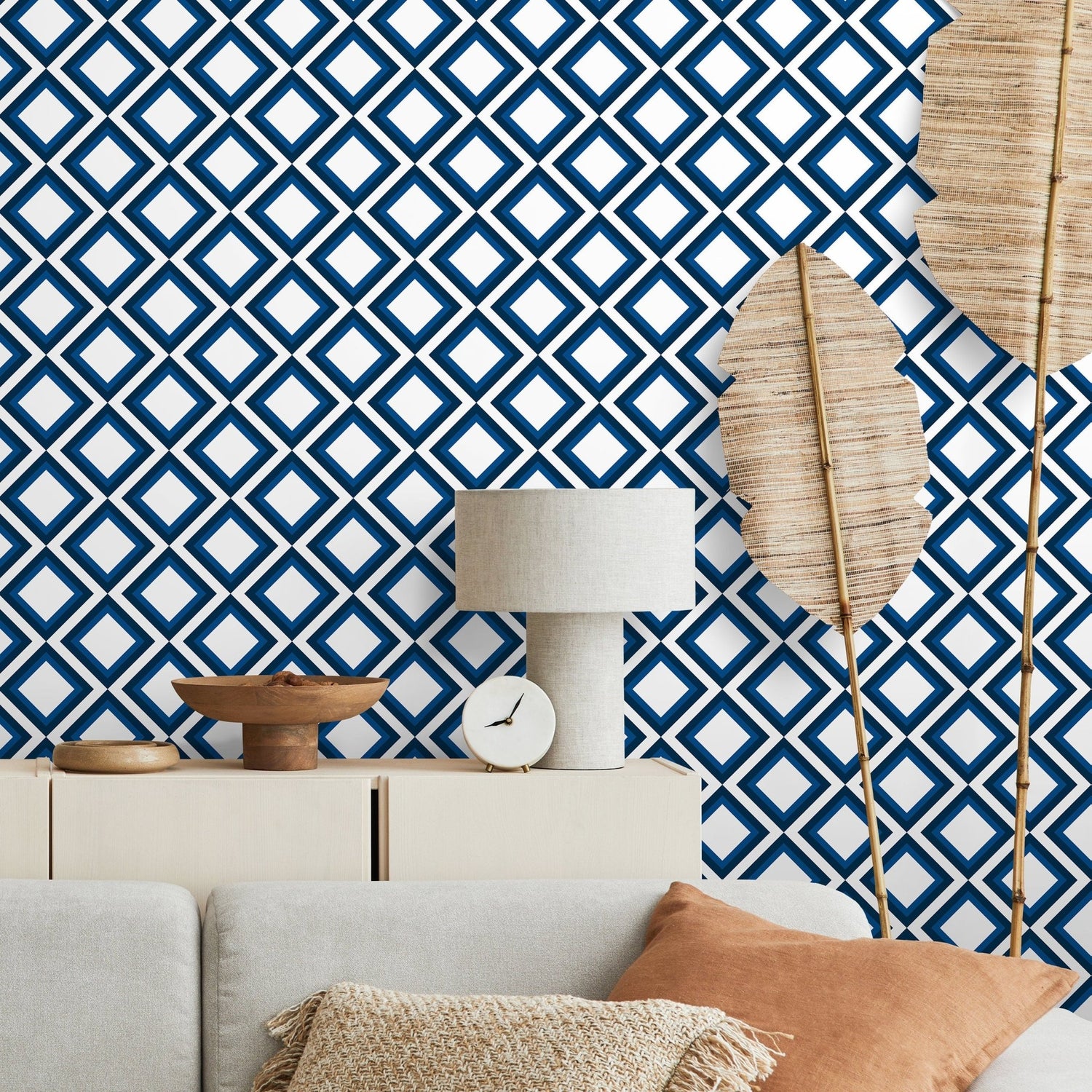 Geometric Blue Lines Wallpaper - A330 - WallTrend