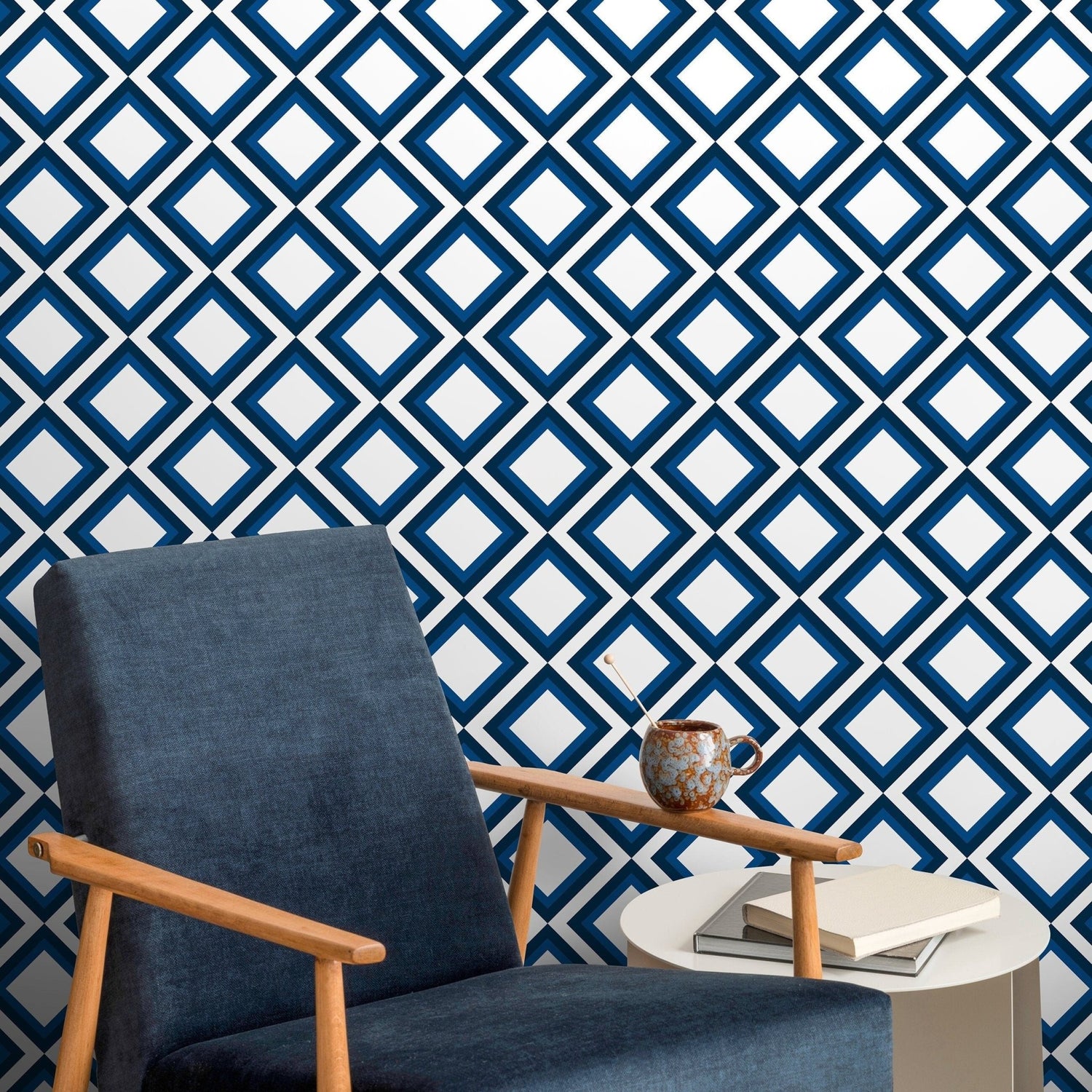 Geometric Blue Lines Wallpaper - A330 - WallTrend