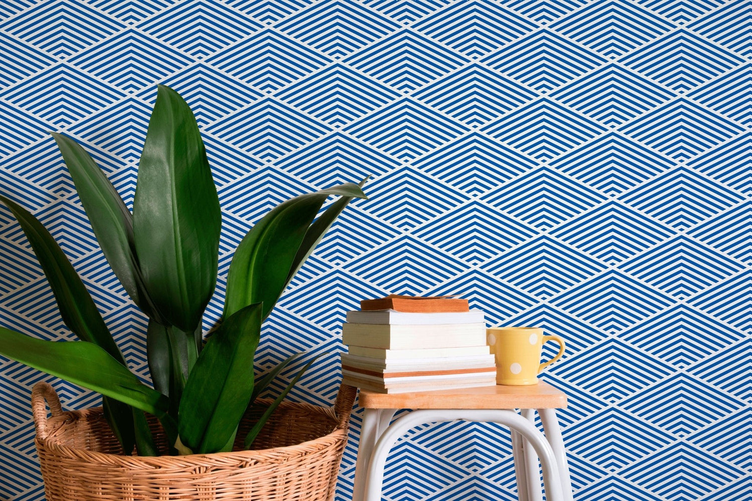 Geometric Blue Lines Wallpaper - B796 - WallTrend