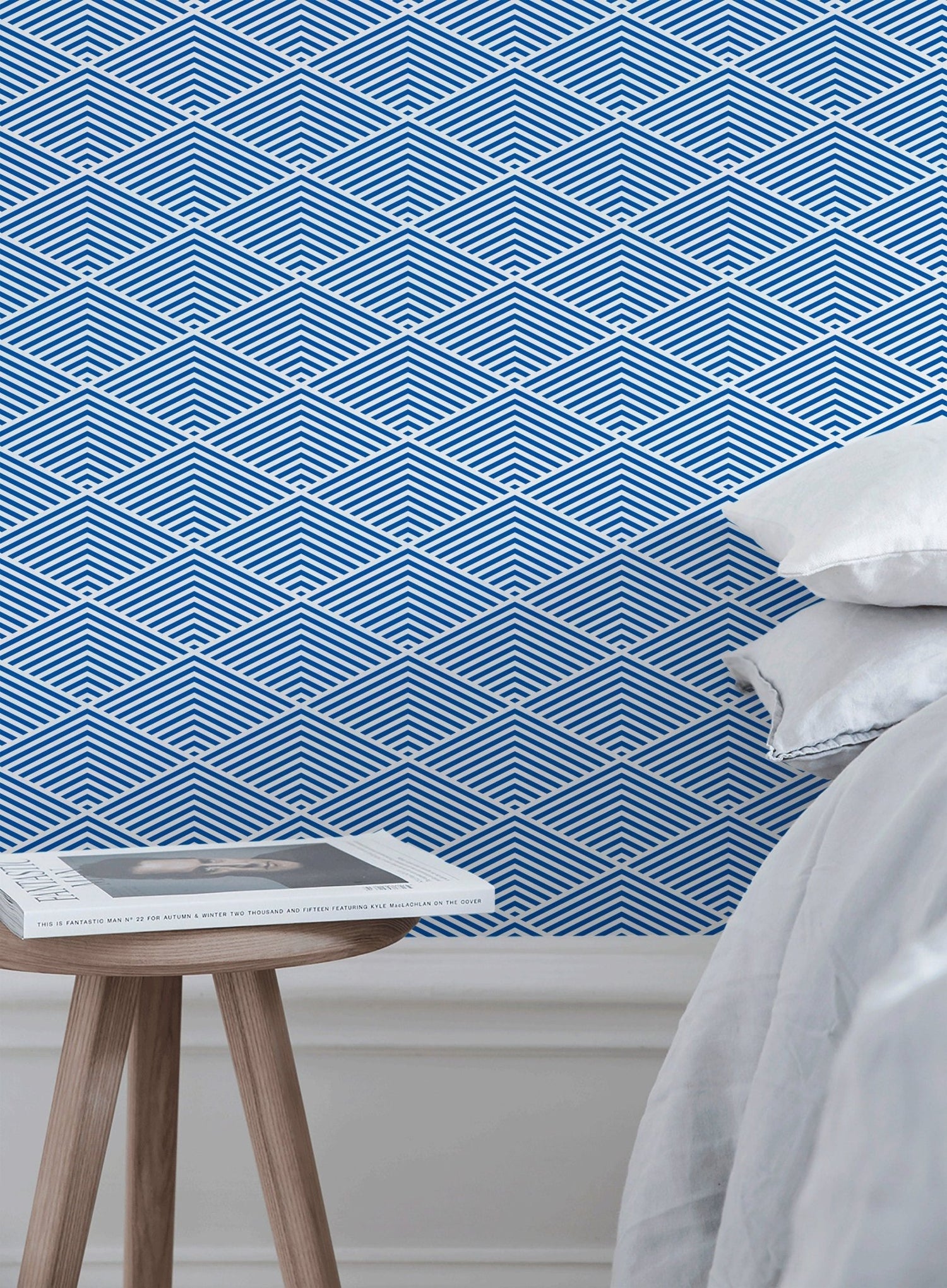 Geometric Blue Lines Wallpaper - B796 - WallTrend
