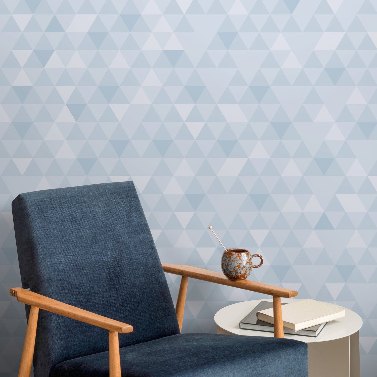 Geometric Blue Triangles Wallpaper - A010 - WallTrend