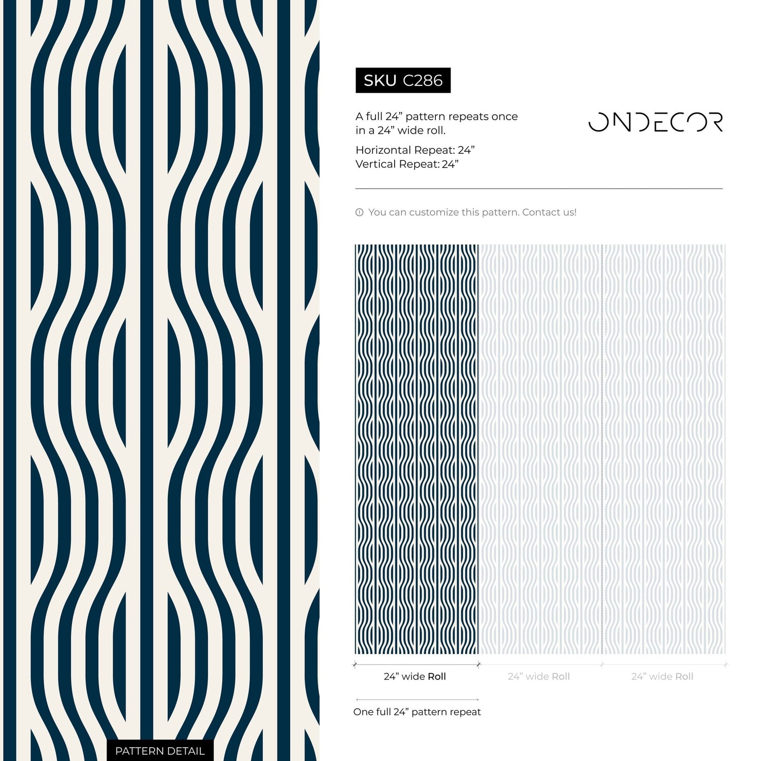 Geometric Blue Waves Wallpaper - C286 - WallTrend