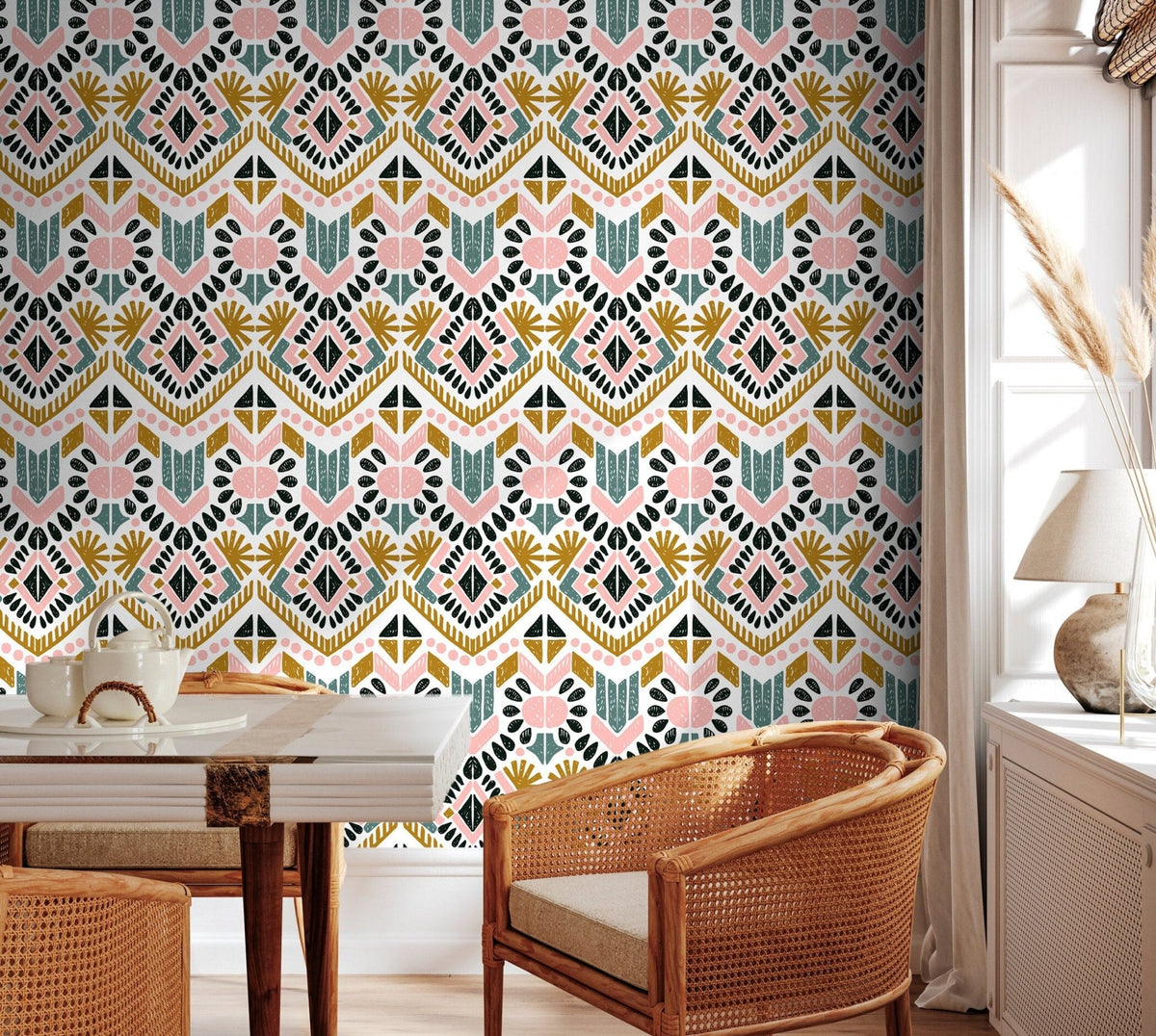 Geometric Bohemian Charm Wallpaper - C586 - WallTrend