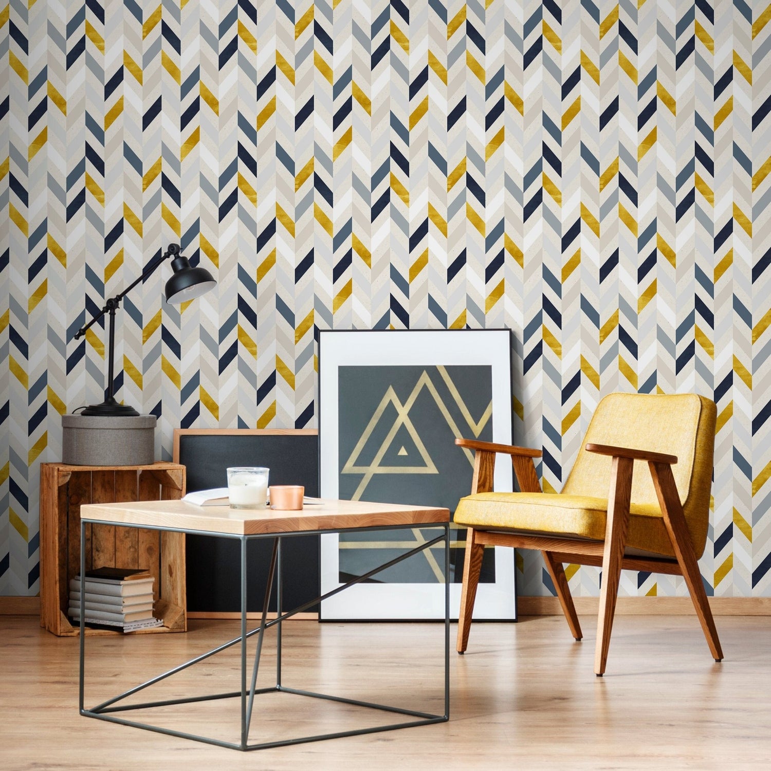 Geometric Chevron Wallpaper - A104 - WallTrend