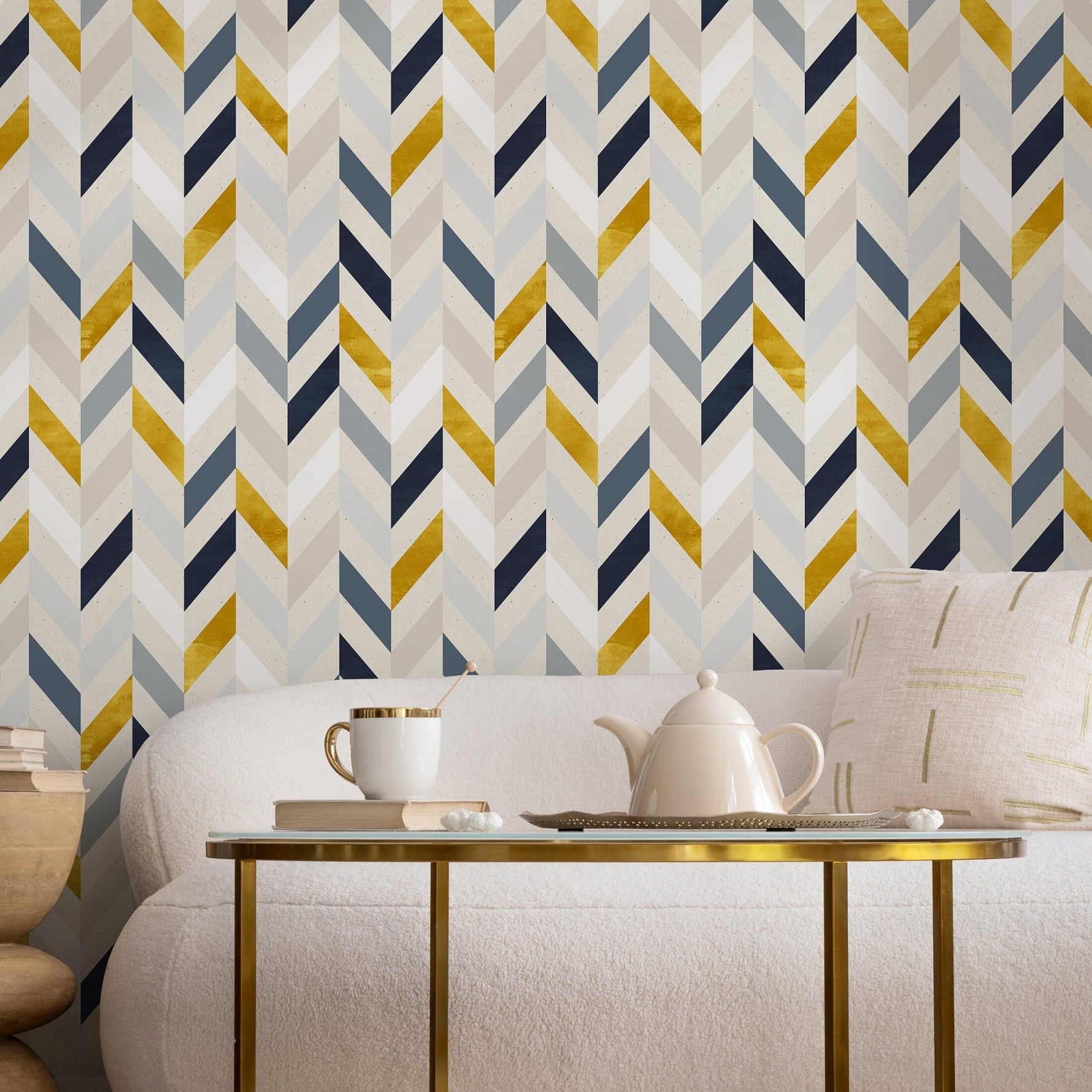 Geometric Chevron Wallpaper - A104 - WallTrend