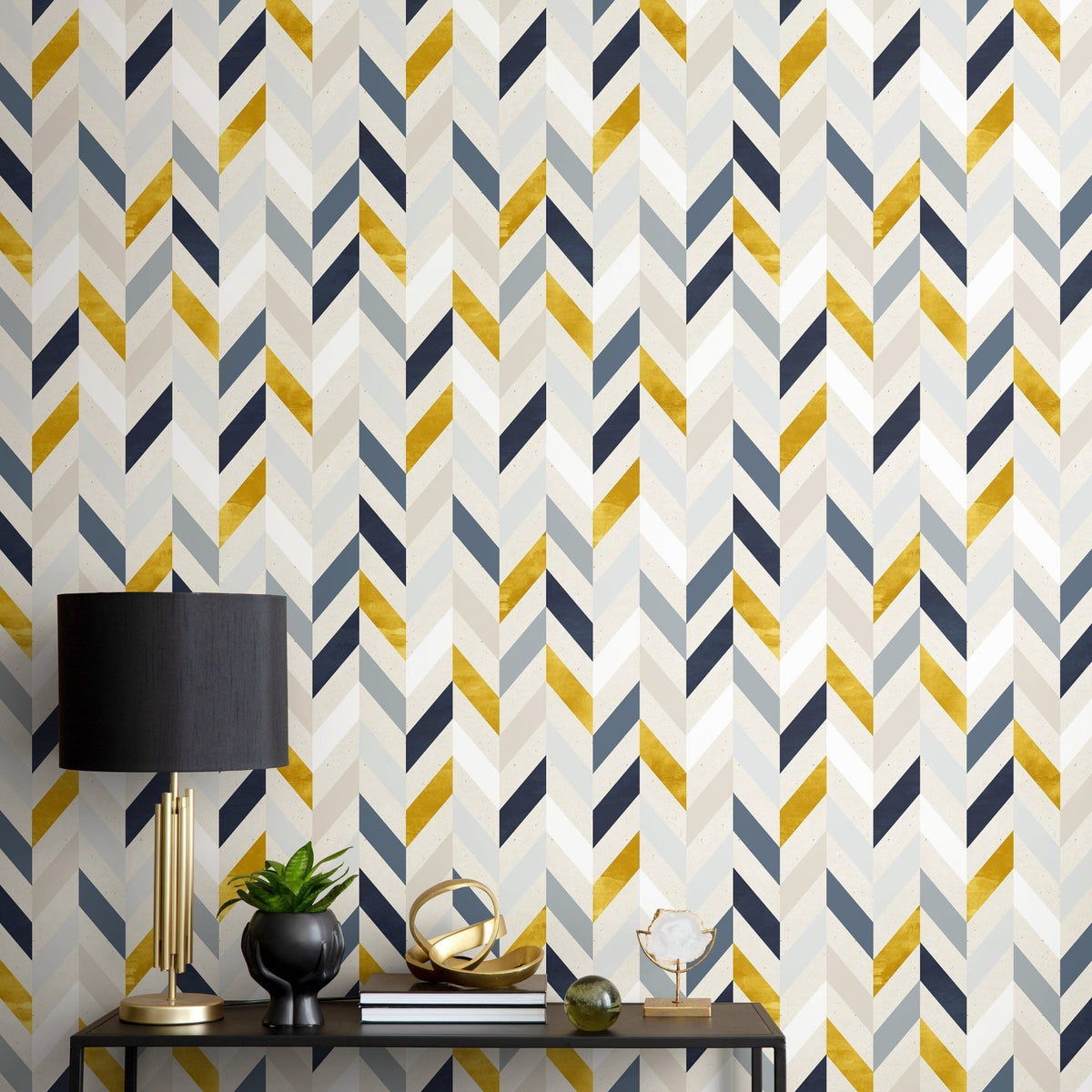 Geometric Chevron Wallpaper - A104 - WallTrend