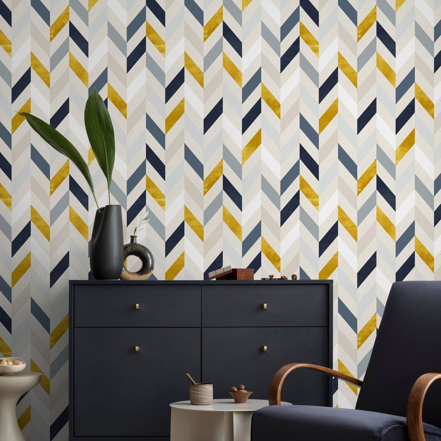 Geometric Chevron Wallpaper - A104 - WallTrend