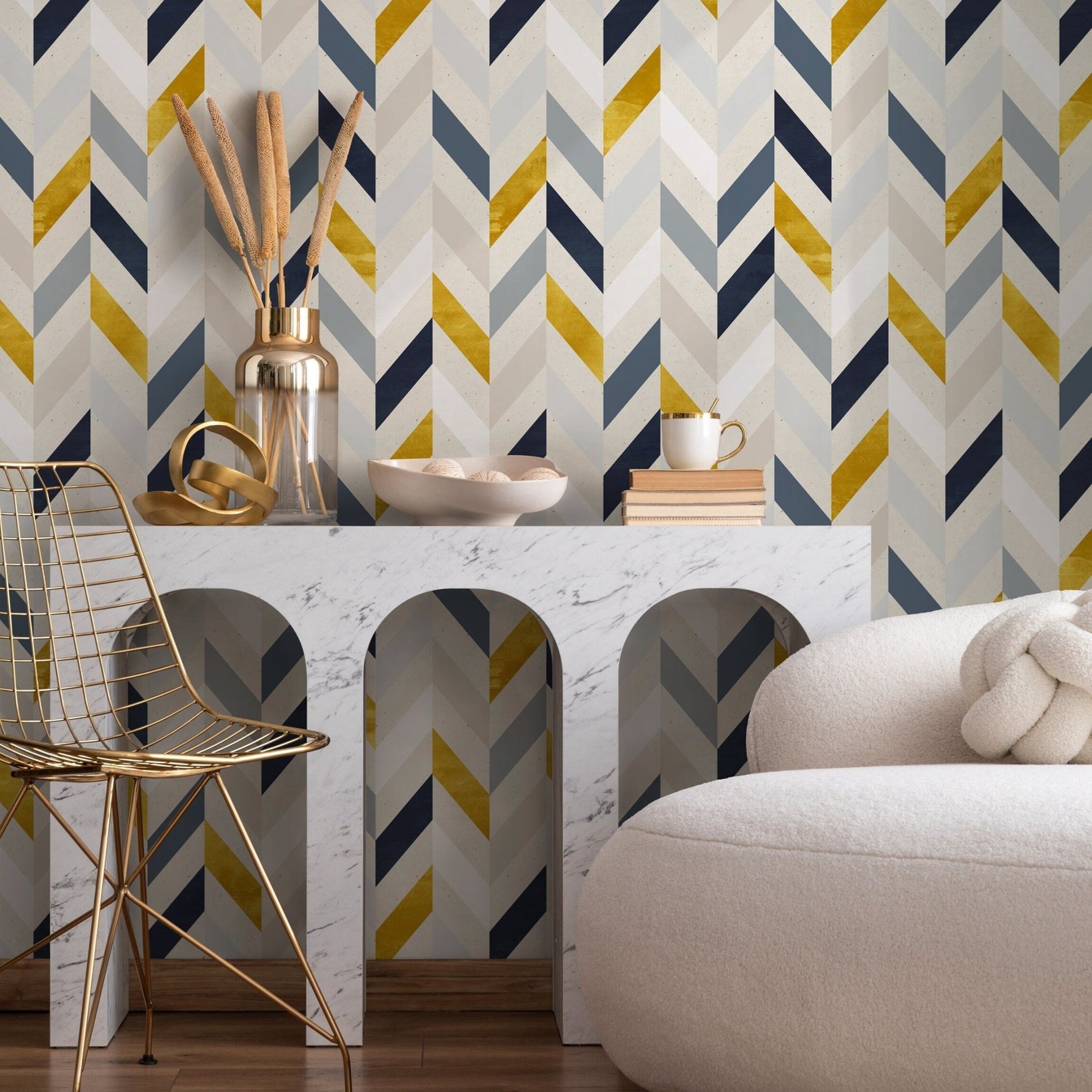 Geometric Chevron Wallpaper - A104 - WallTrend