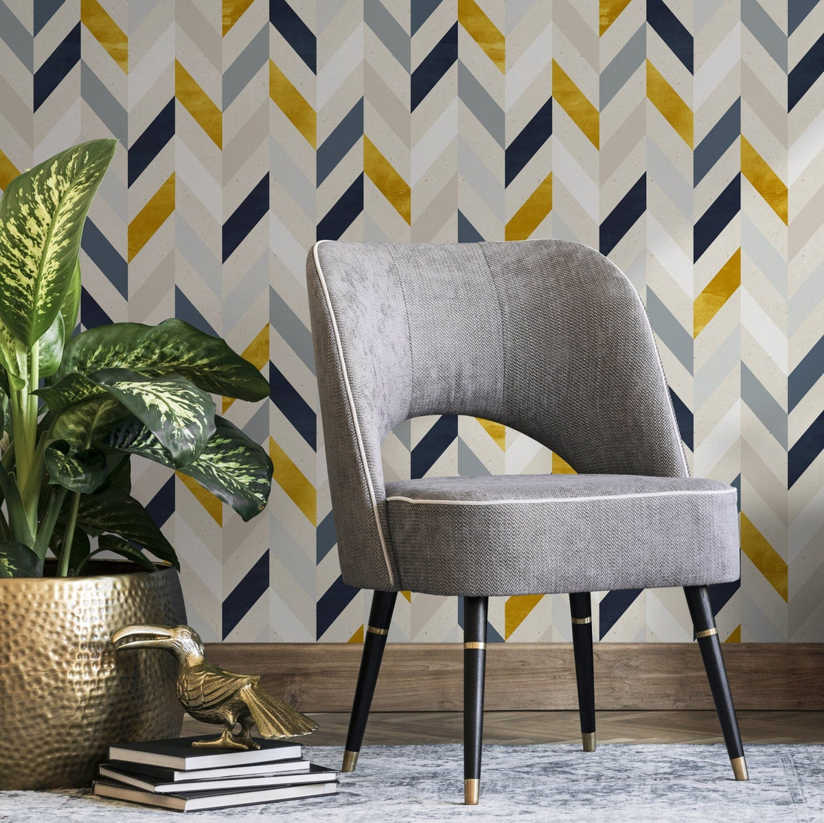 Geometric Chevron Wallpaper - A104 - WallTrend