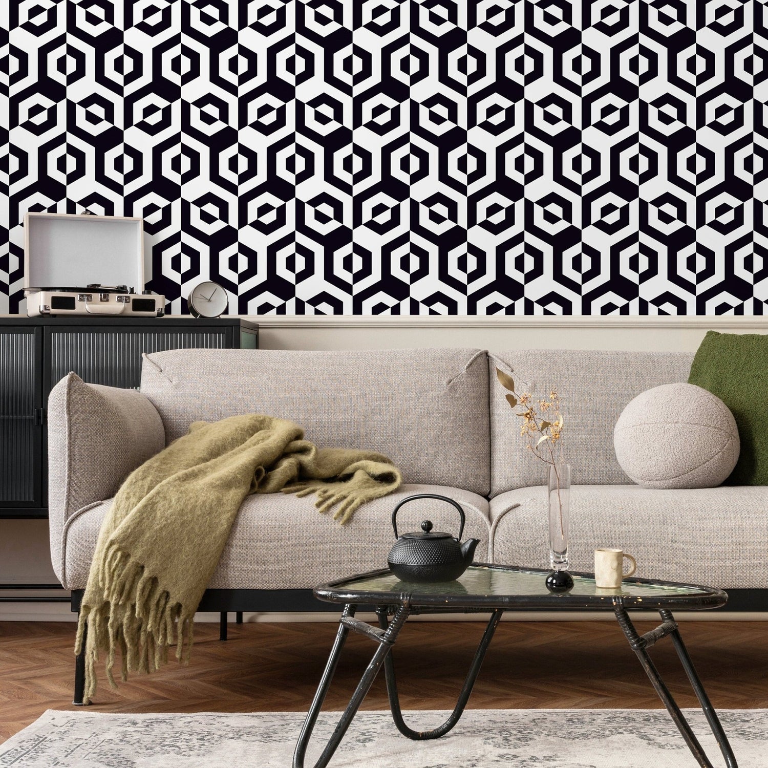Geometric Contrast Illusion Wallpaper - A899 - WallTrend