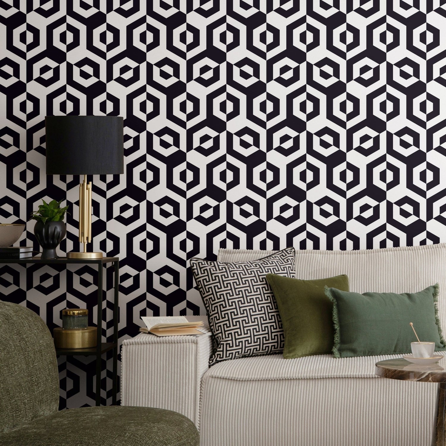 Geometric Contrast Illusion Wallpaper - A899 - WallTrend