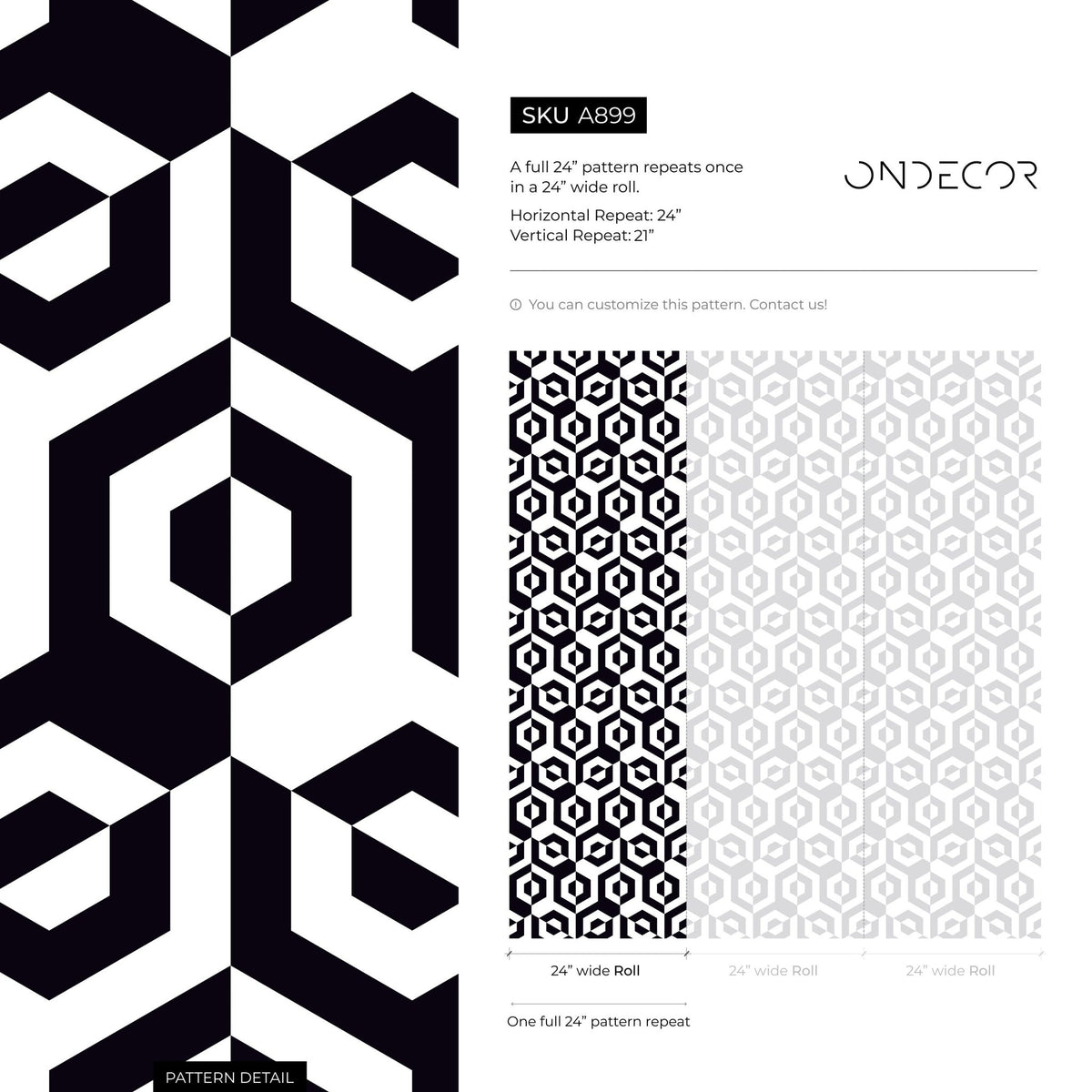 Geometric Contrast Illusion Wallpaper - A899 - WallTrend