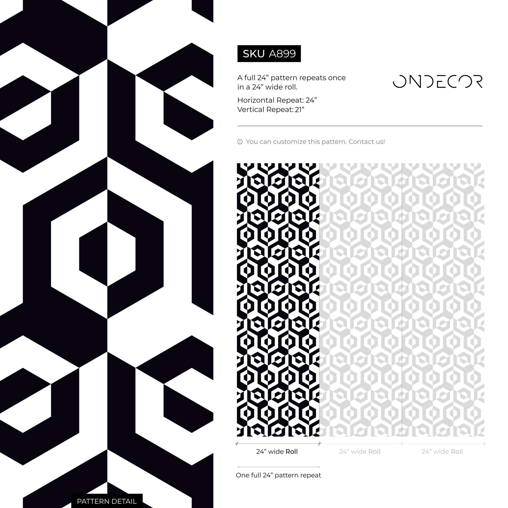 Geometric Contrast Illusion Wallpaper - A899 - WallTrend