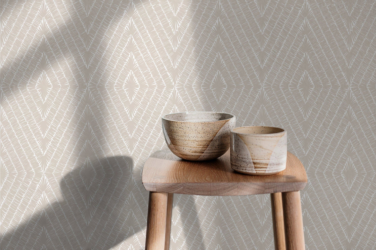 Geometric Diamond Embroidery Wallpaper - C027 - WallTrend